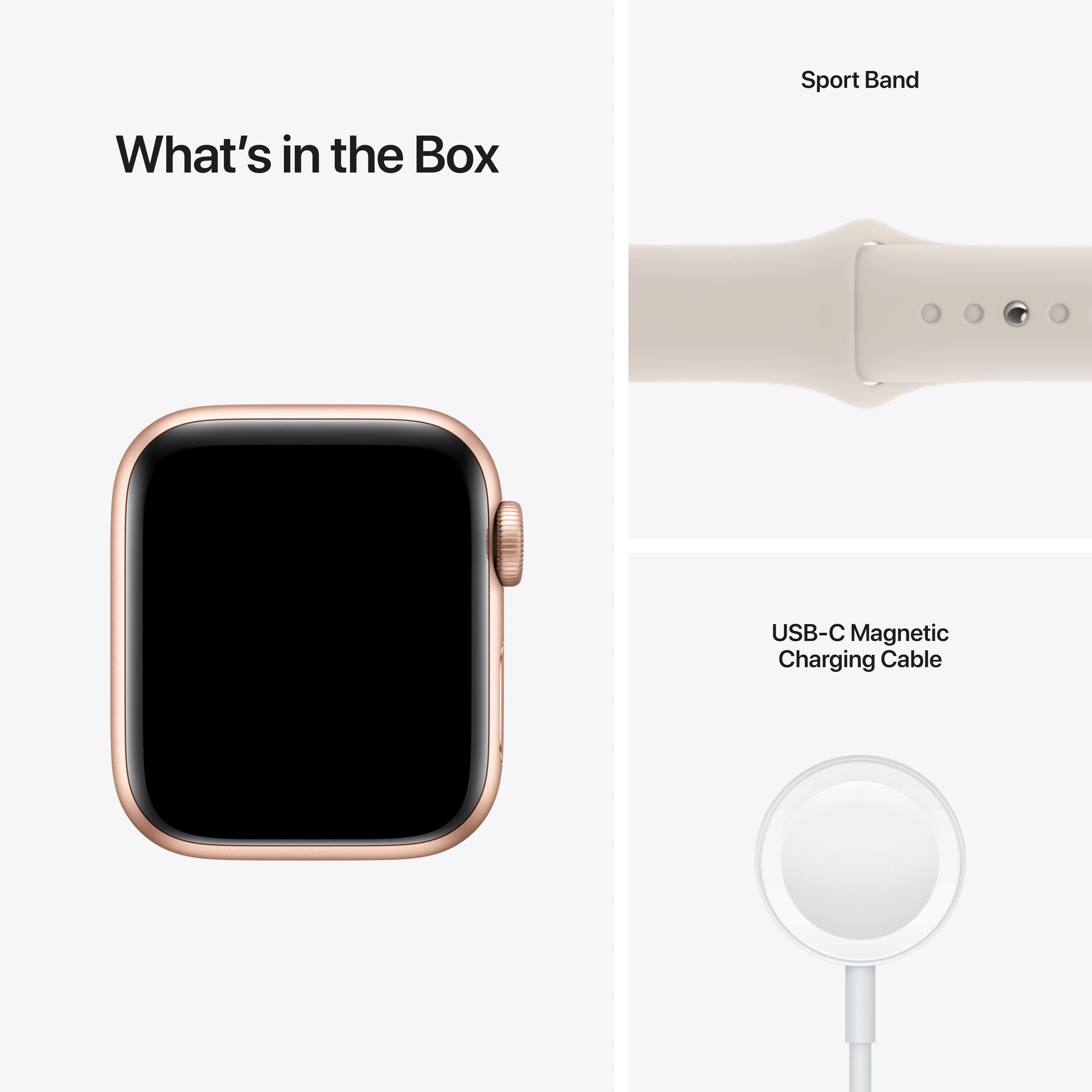 Apple Watch SE GPS, 40mm Gold Aluminum Case with Starlight Sport Band - Regular - Image 7