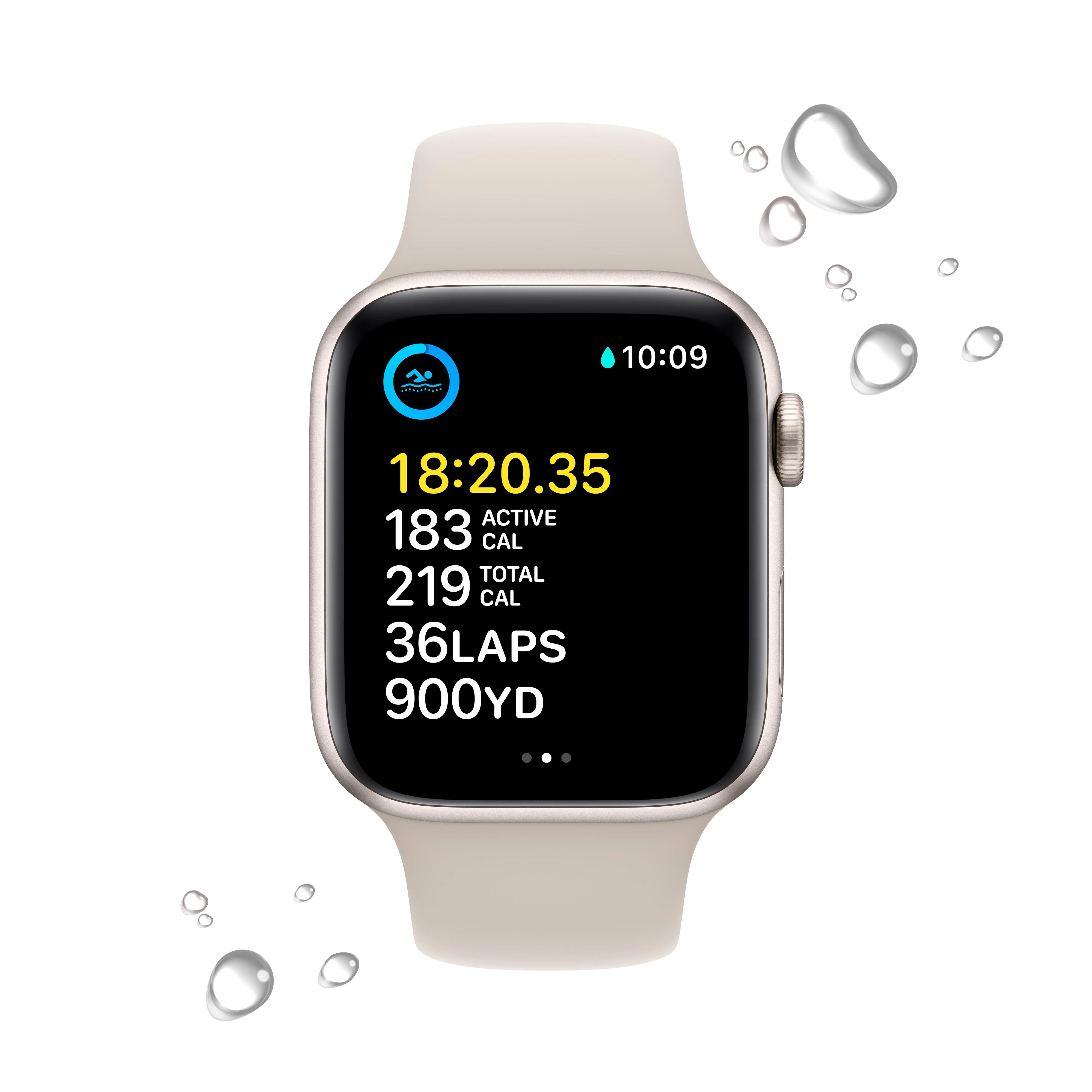 Apple Watch SE GPS 44mm Starlight Aluminum Case with Starlight Sport Band - Regular - Image 4