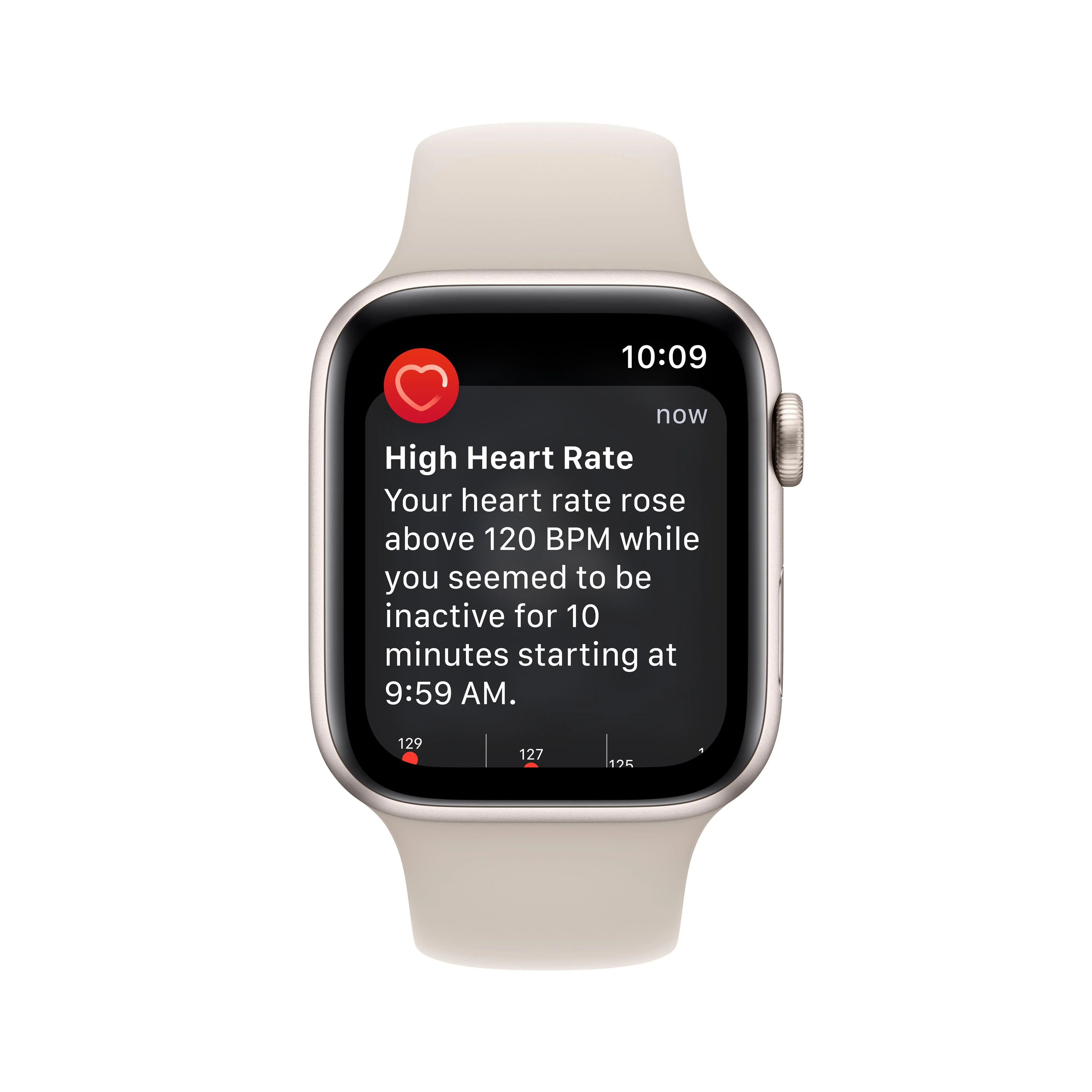 Apple Watch SE GPS 44mm Starlight Aluminum Case with Starlight Sport Band - Regular - Image 6