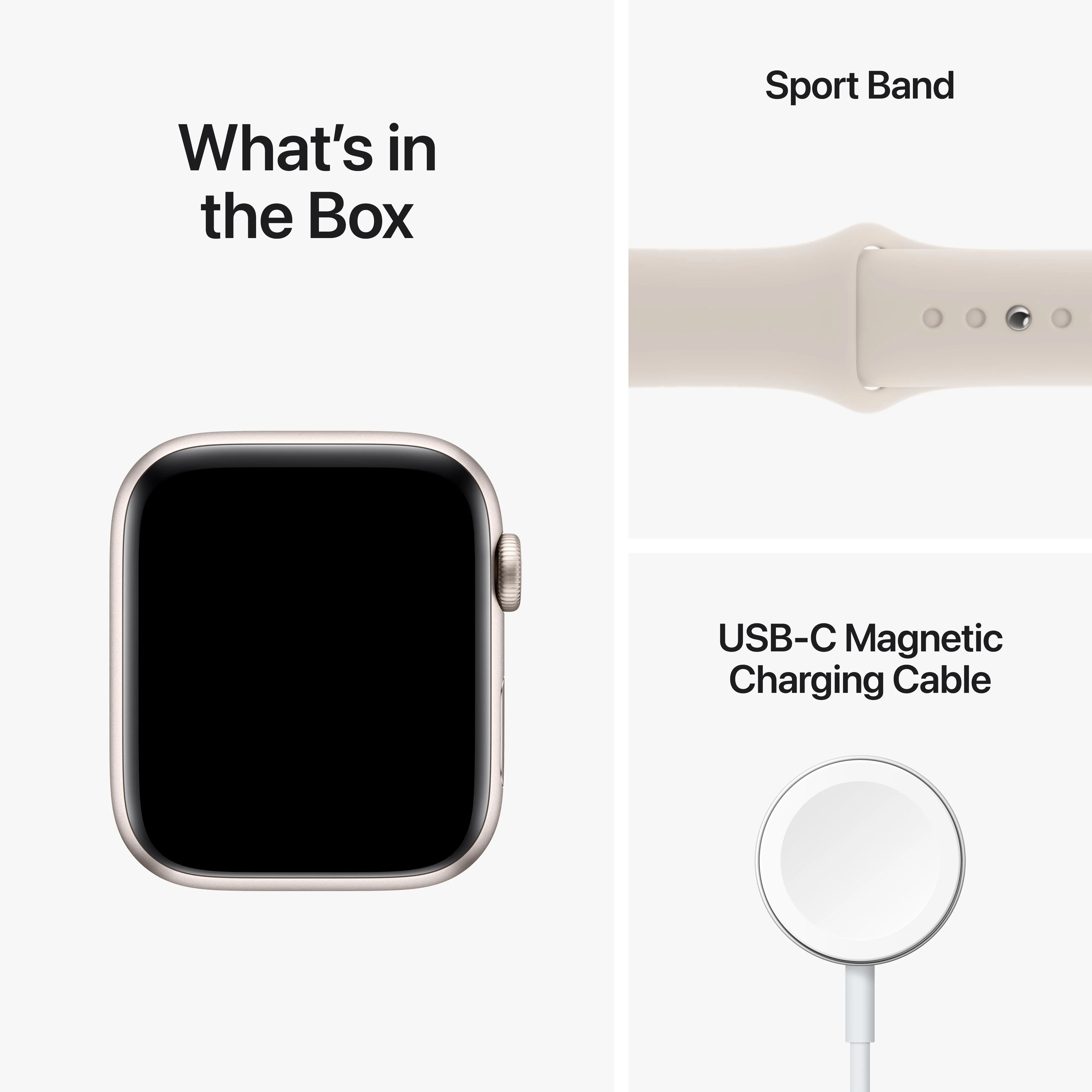 Apple Watch SE GPS 44mm Starlight Aluminum Case with Starlight Sport Band - Regular - Image 9