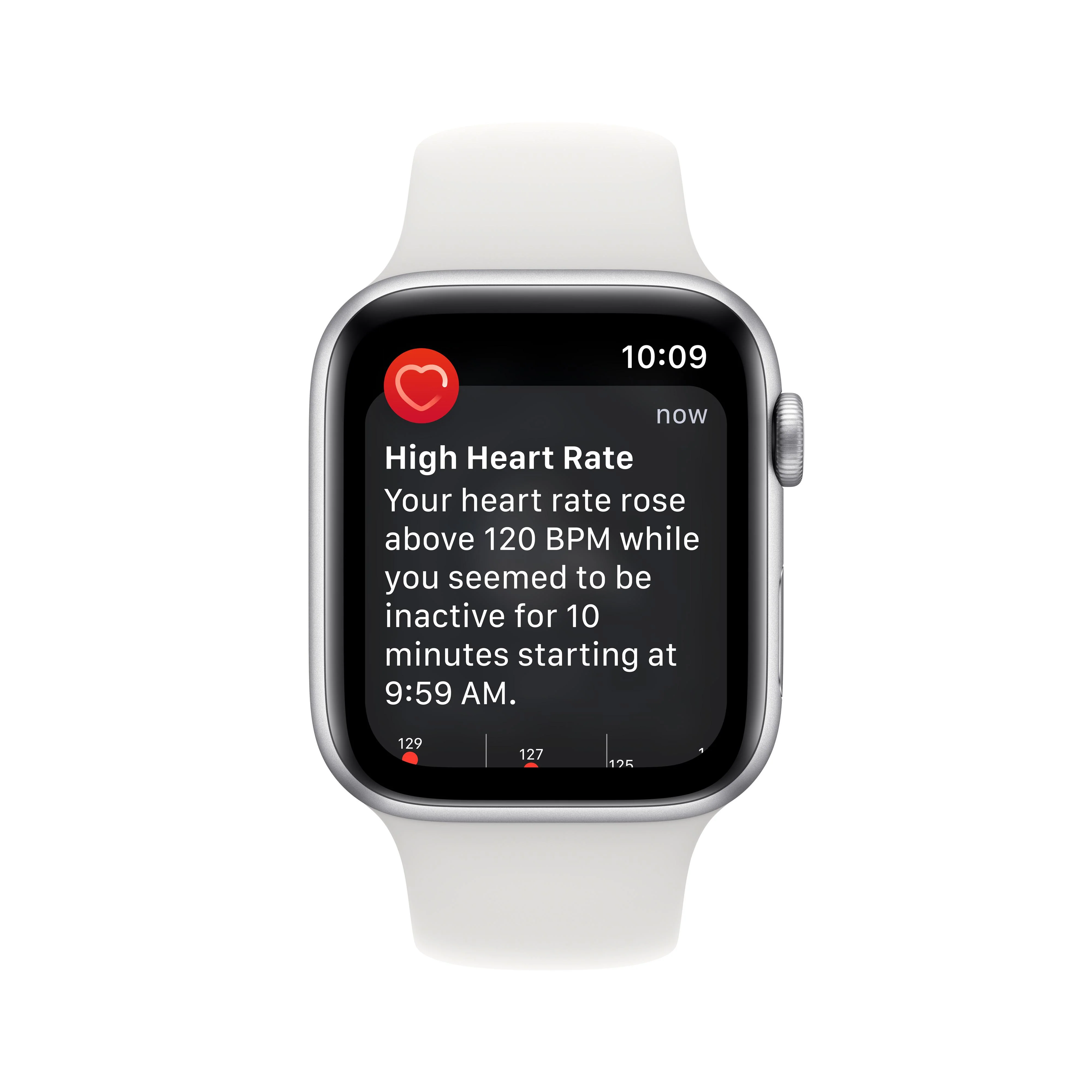 Apple Watch SE GPS 44mm Silver Aluminum Case with White Sport Band - Regular - Image 6