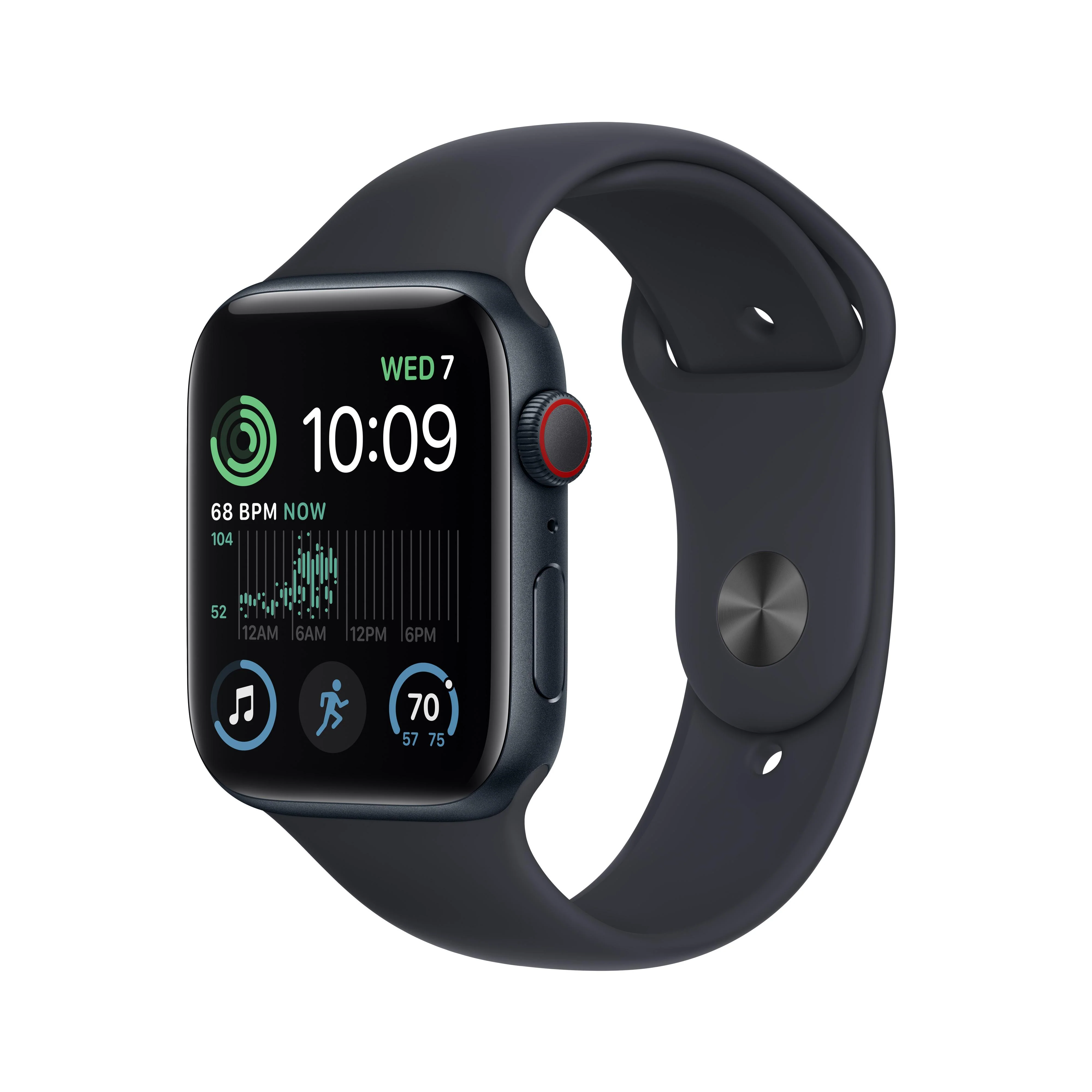 Apple Watch SE GPS + Cellular 44mm Midnight Aluminum Case with Midnight Sport Band - Regular