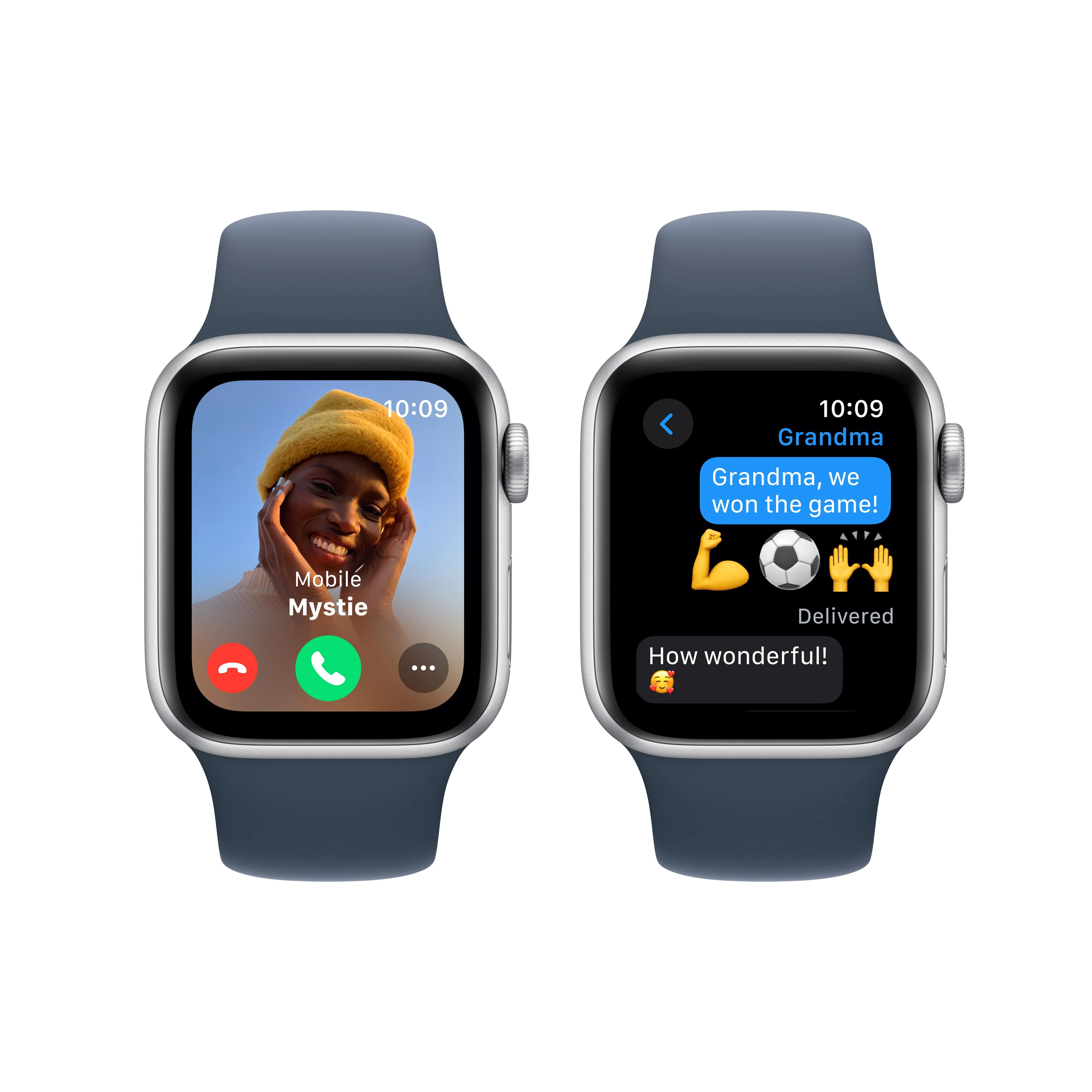 Apple Watch SE GPS 40mm Silver Aluminum Case with Storm Blue Sport Band - M/L - Image 4