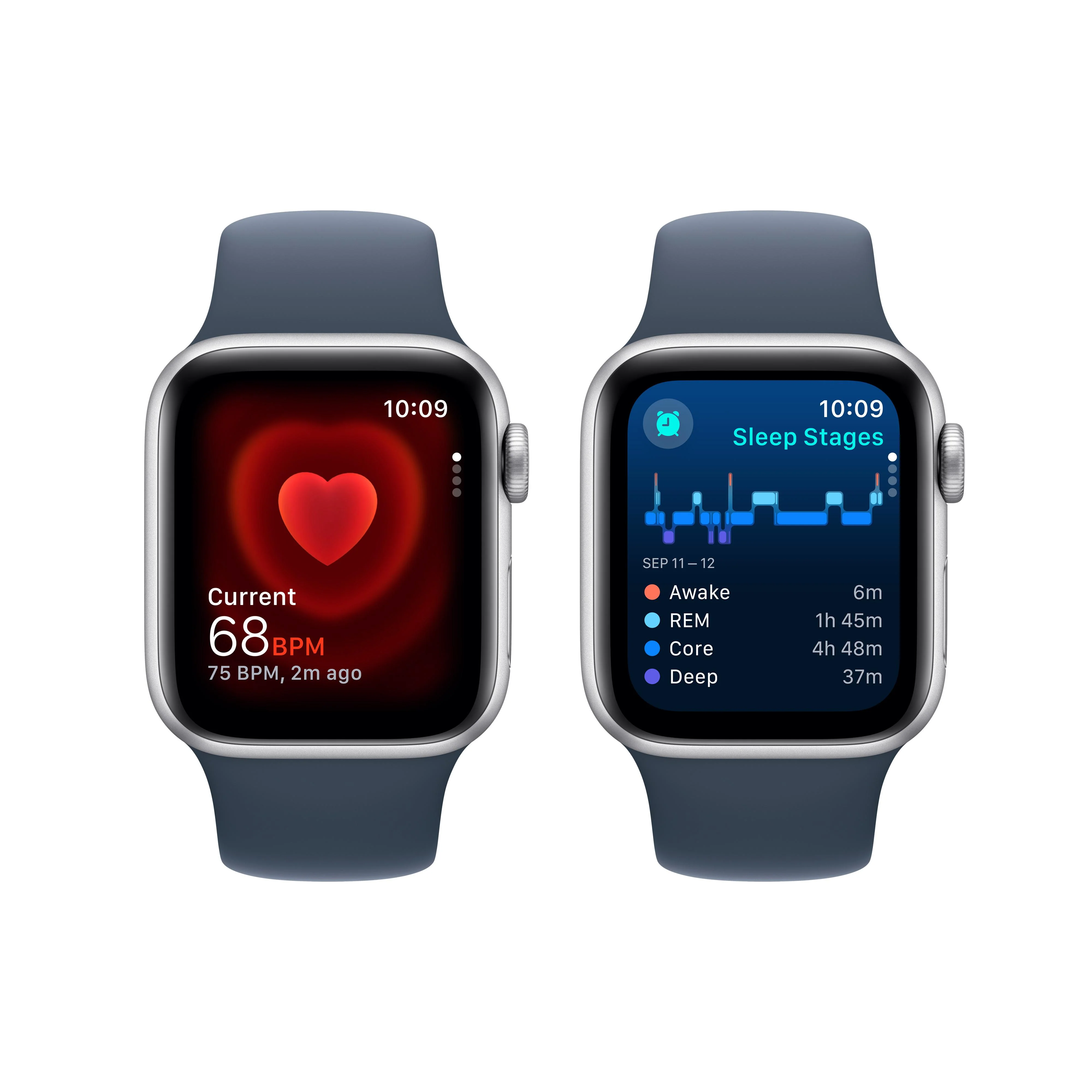 Apple Watch SE GPS 40mm Silver Aluminum Case with Storm Blue Sport Band - M/L - Image 5
