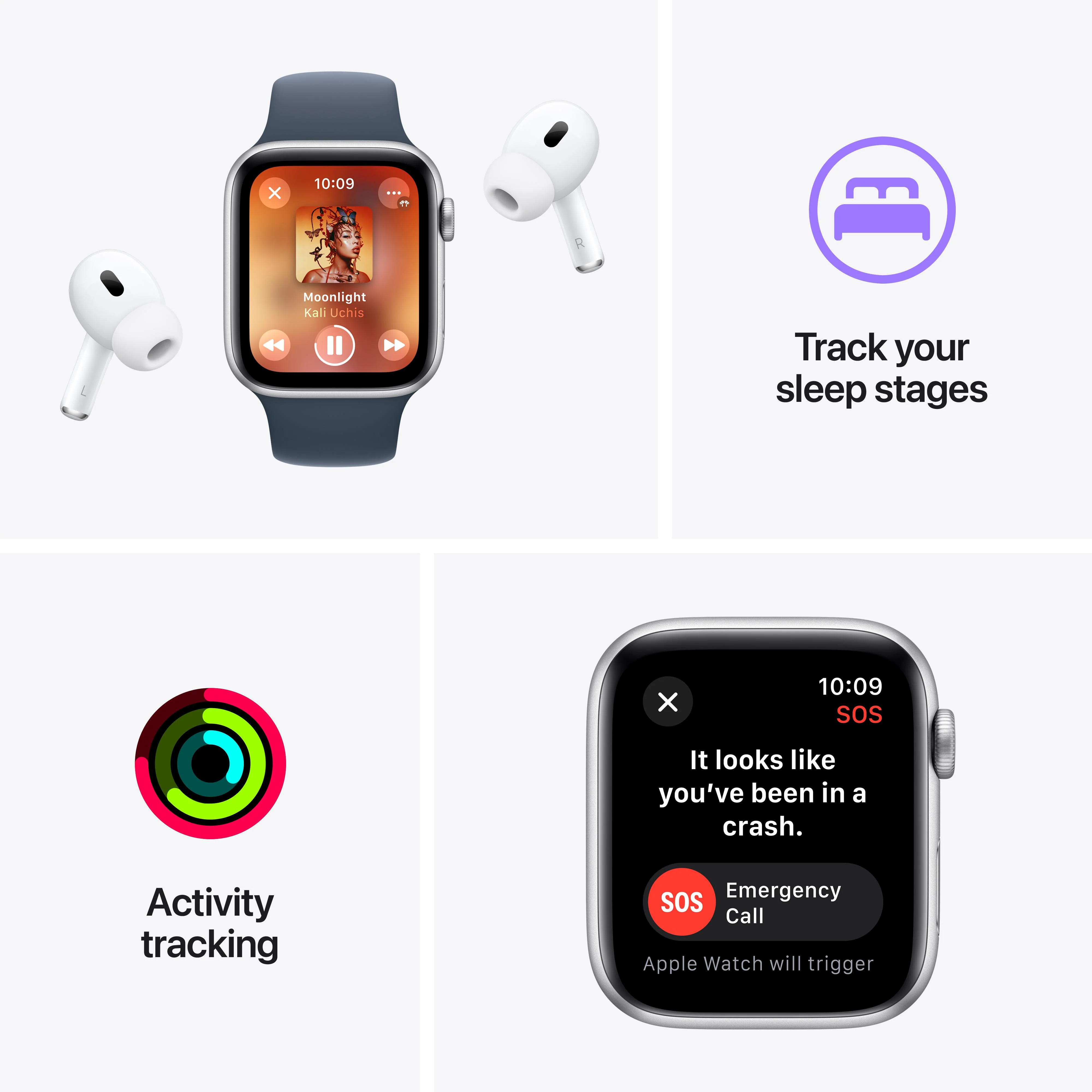 Apple Watch SE GPS 40mm Silver Aluminum Case with Storm Blue Sport Band - M/L - Image 7