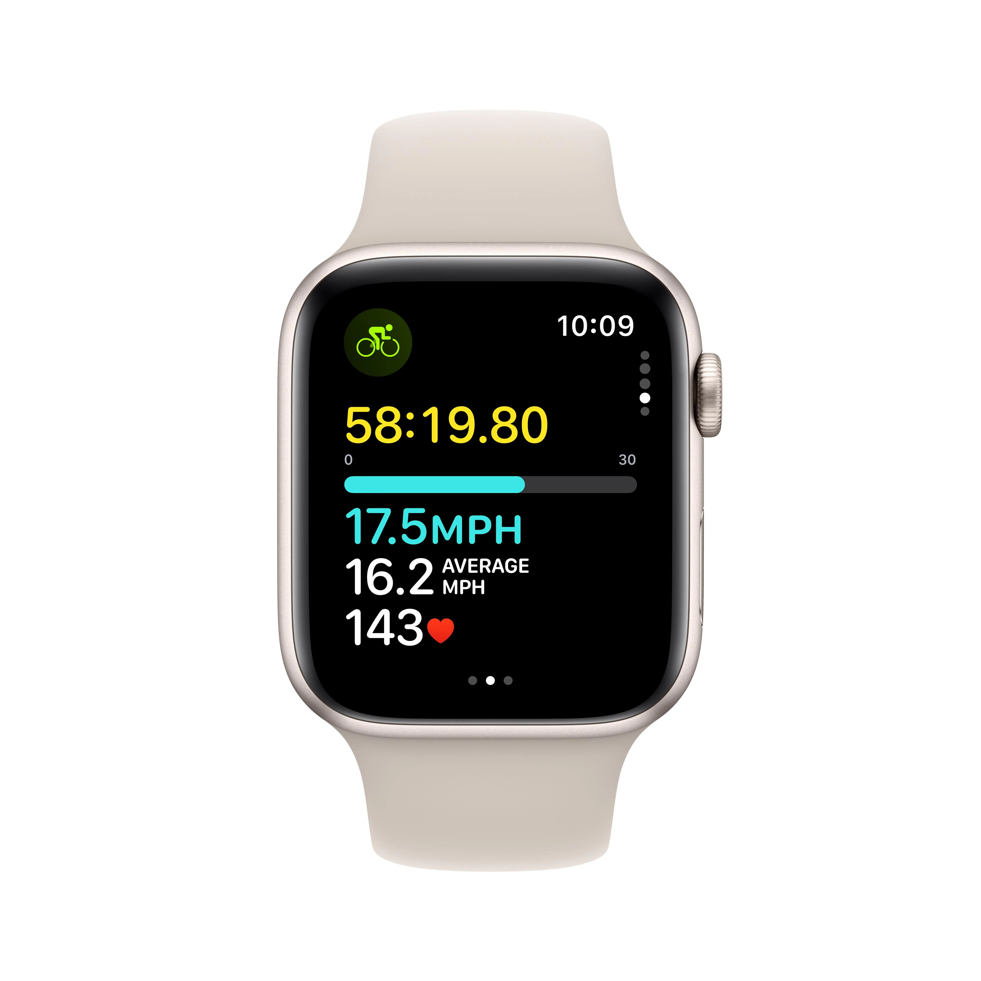 Apple Watch SE GPS 44mm Starlight Aluminum Case with Starlight Sport Band - M/L - Image 6