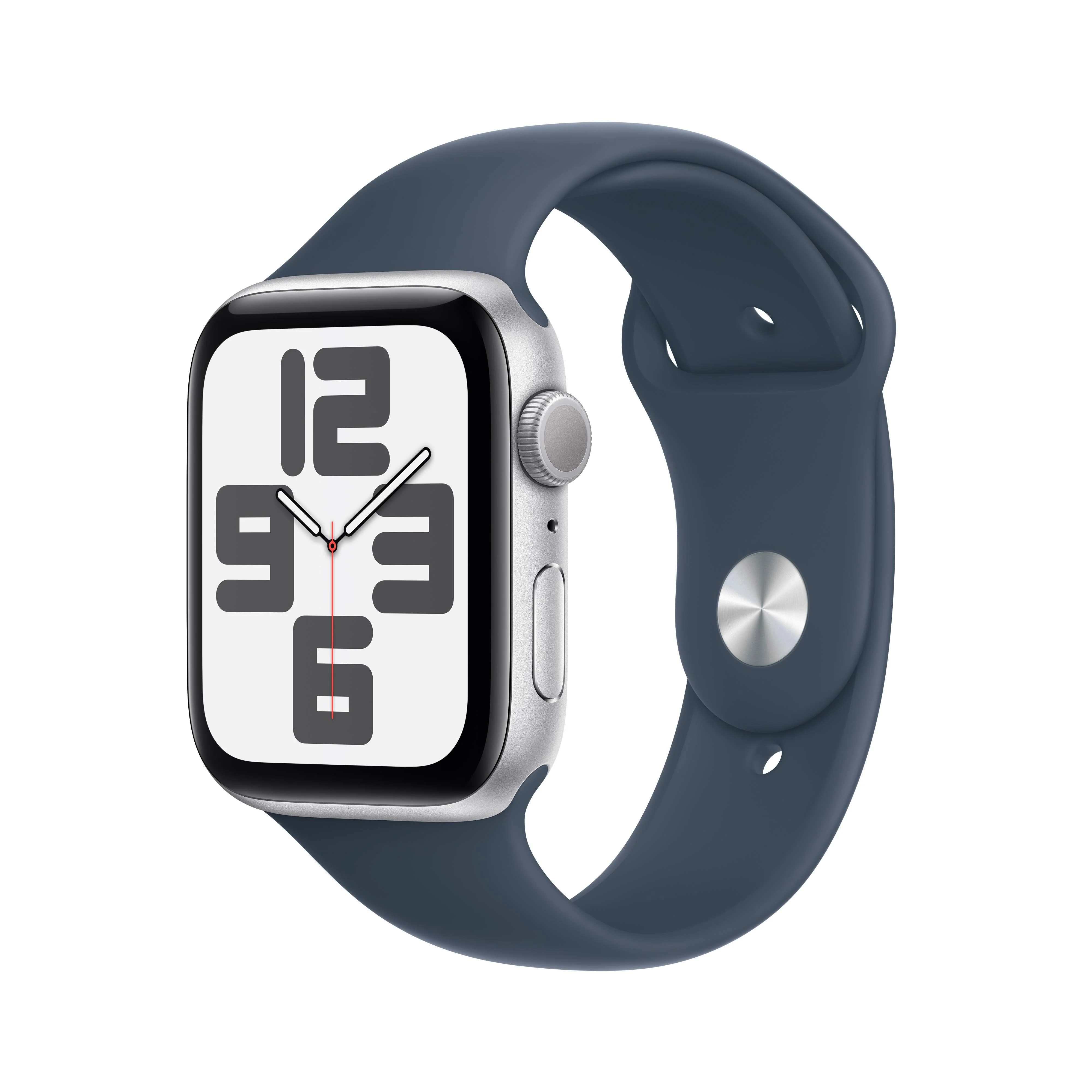 Apple Watch SE GPS 44mm Silver Aluminum Case with Storm Blue Sport Band - S/M - Image 2