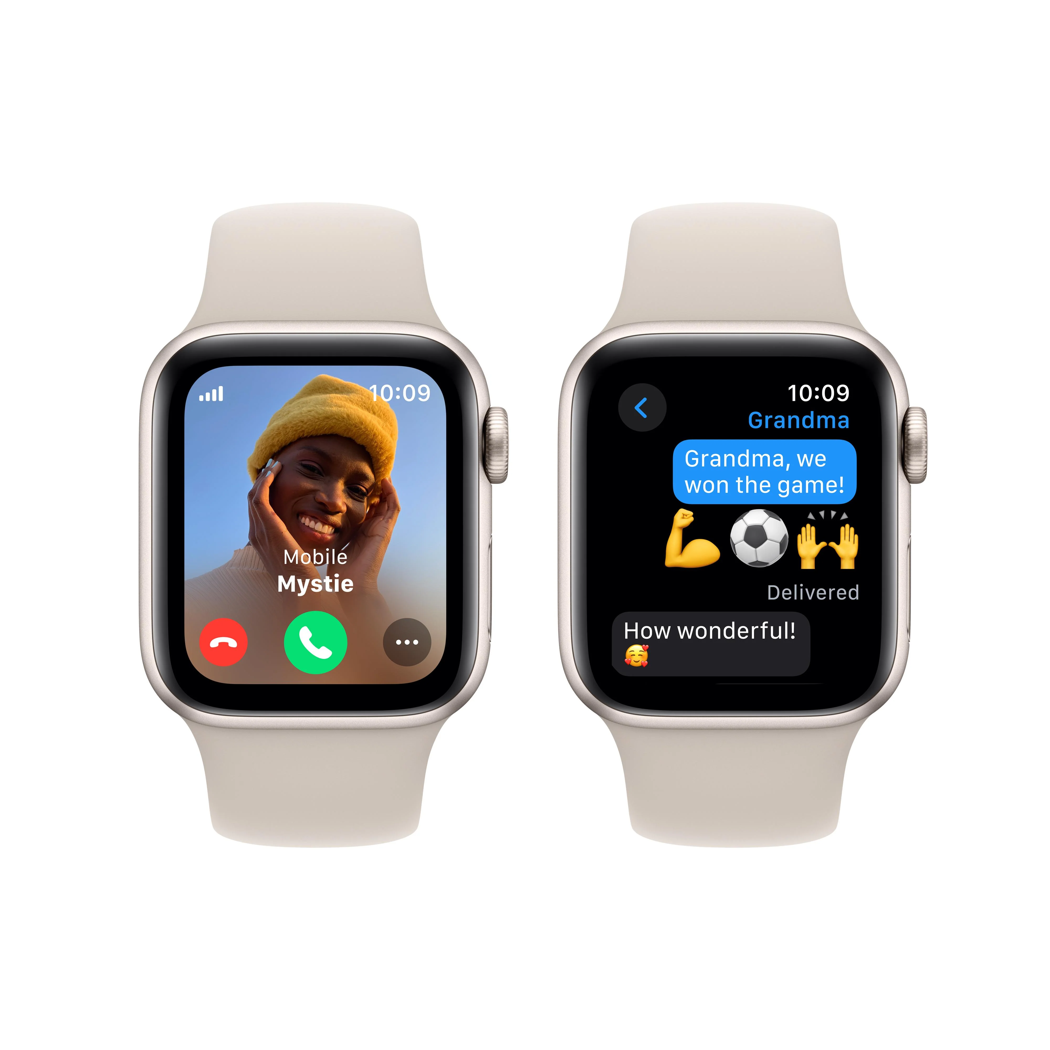 Apple Watch SE GPS + Cellular 40mm Starlight Aluminum Case with Starlight Sport Band - S/M - Image 4