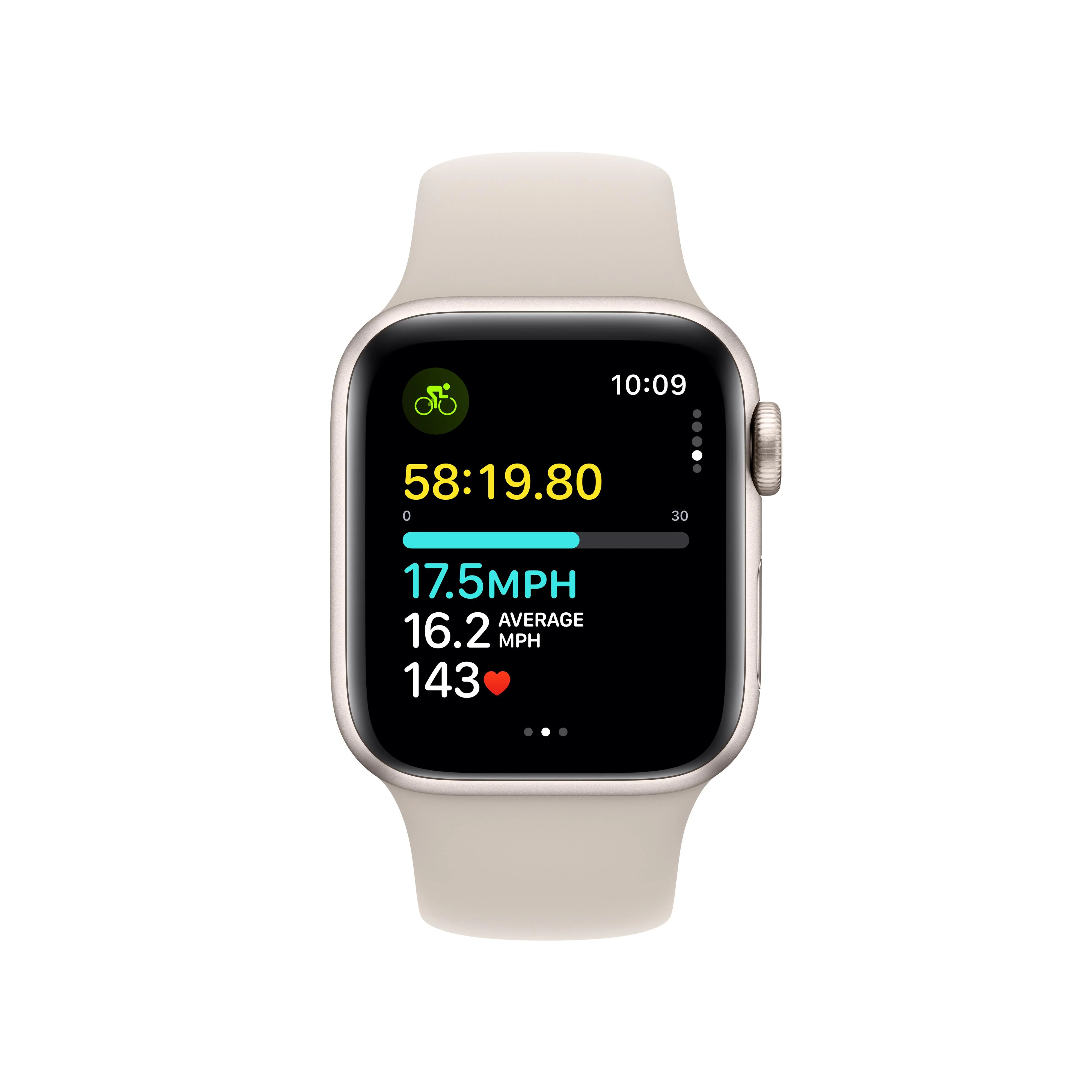 Apple Watch SE GPS + Cellular 40mm Starlight Aluminum Case with Starlight Sport Band - S/M - Image 6