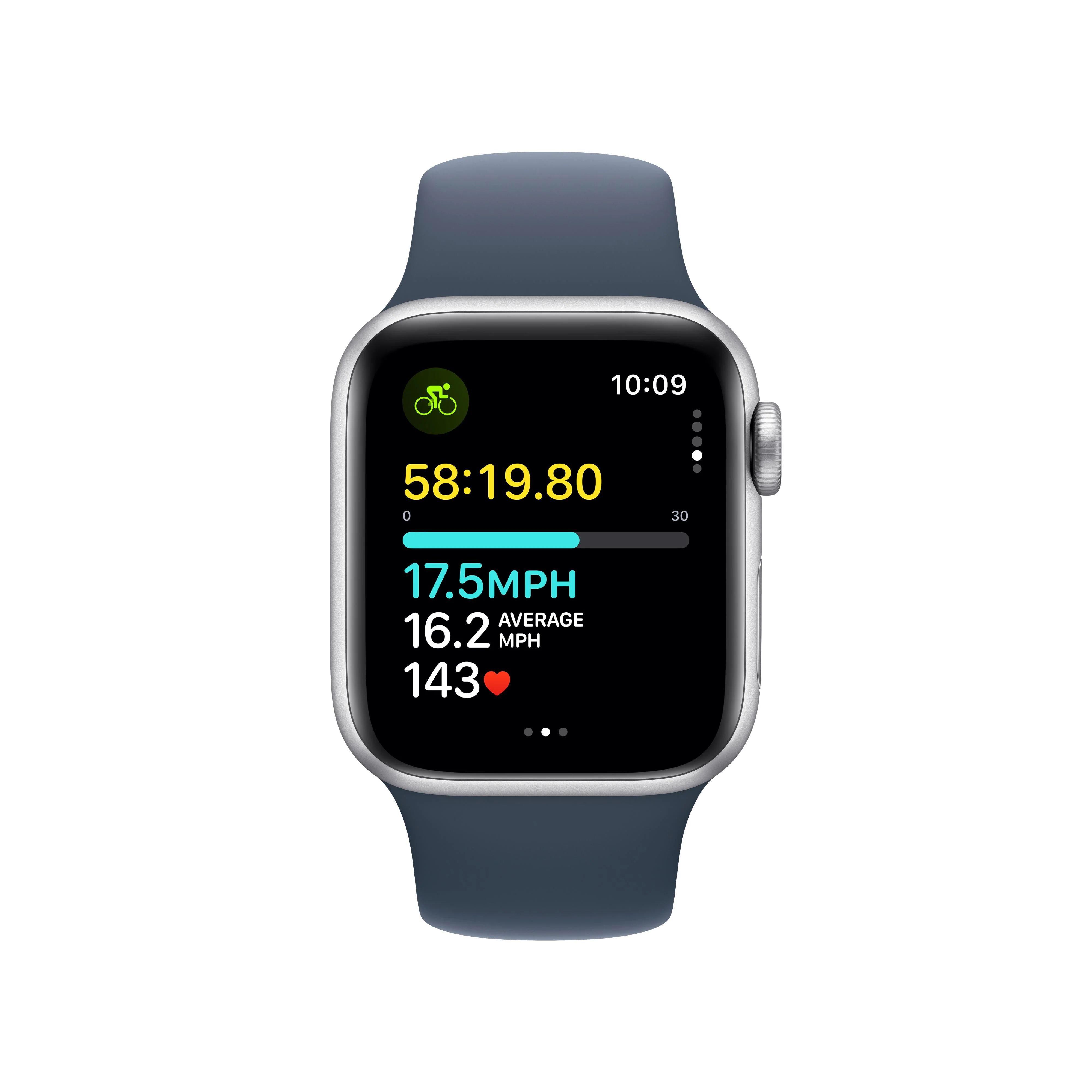 Apple Watch SE GPS + Cellular 40mm Silver Aluminum Case with Storm Blue Sport Band - M/L - Image 6