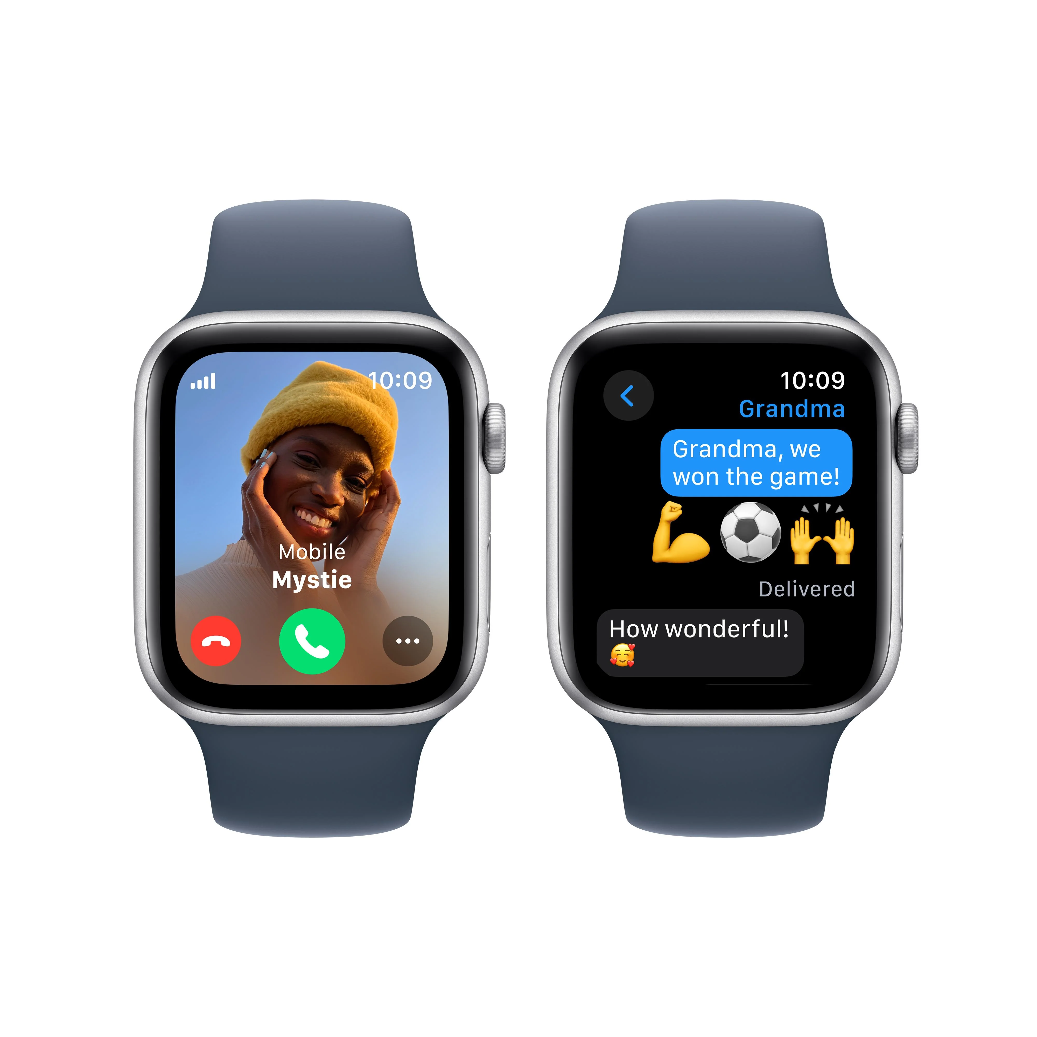 Apple Watch SE GPS + Cellular 44mm Silver Aluminum Case with Storm Blue Sport Band - S/M - Image 4