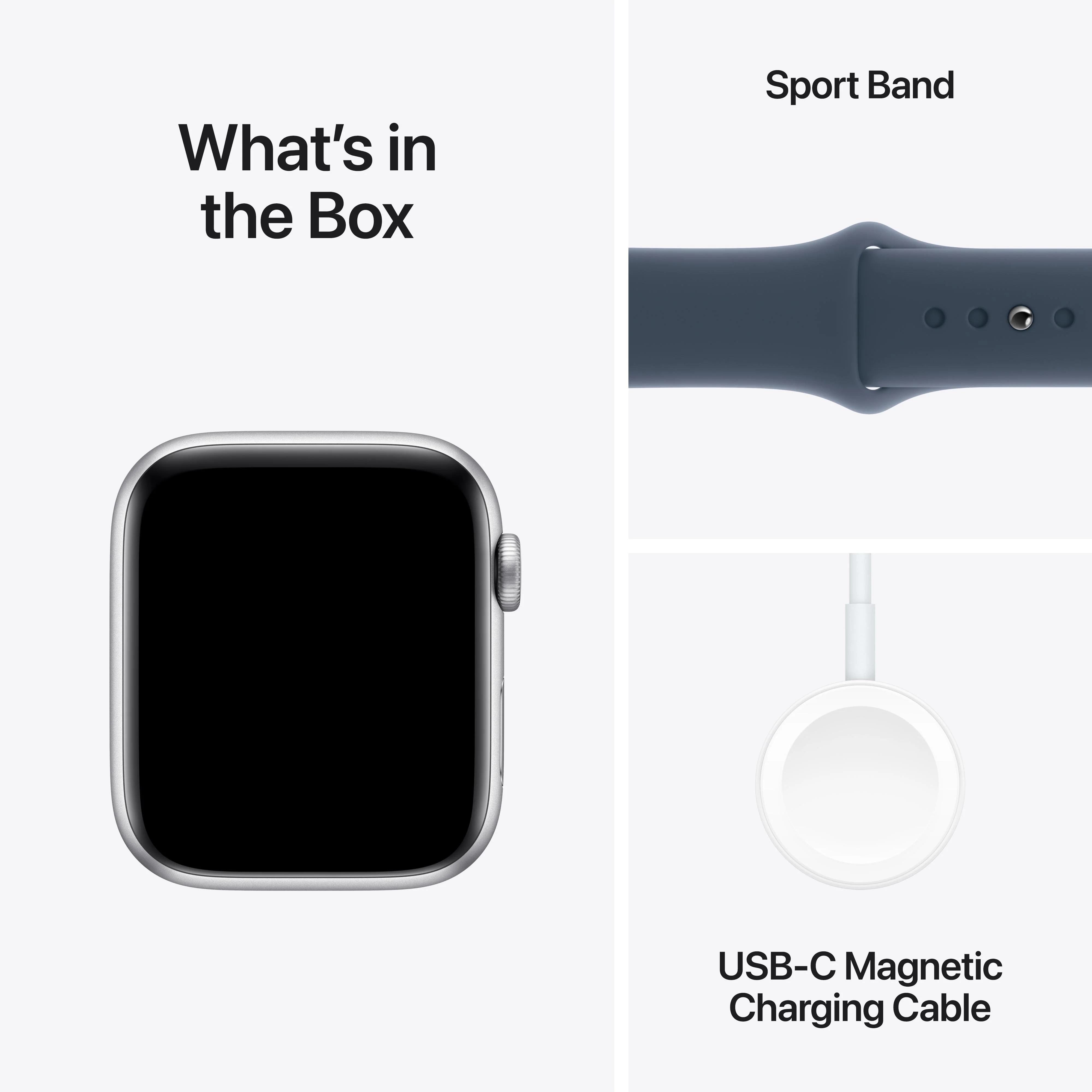 Apple Watch SE GPS + Cellular 44mm Silver Aluminum Case with Storm Blue Sport Band - S/M - Image 8