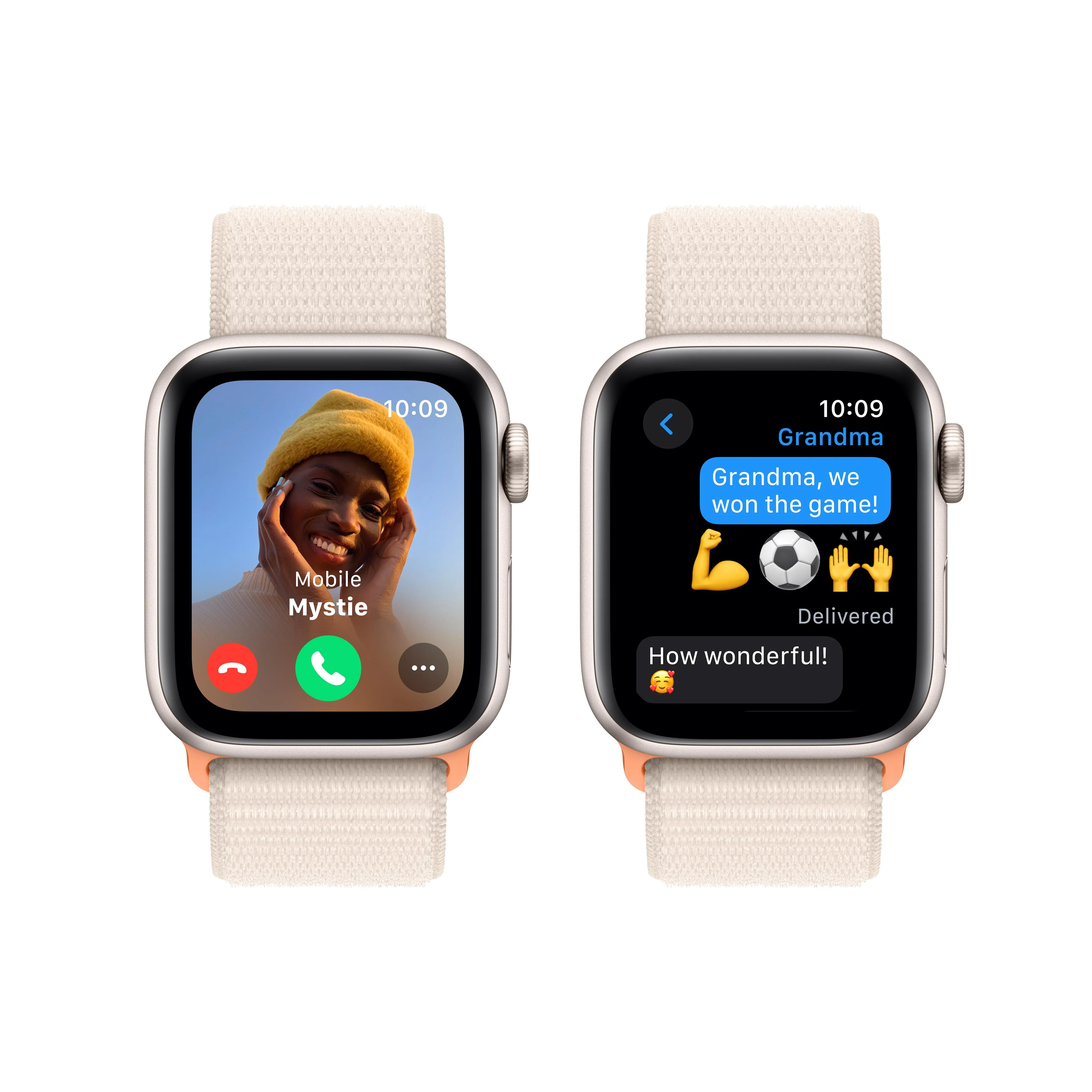 Apple Watch SE GPS 40mm Starlight Aluminum Case with Starlight Sport Loop - Image 4