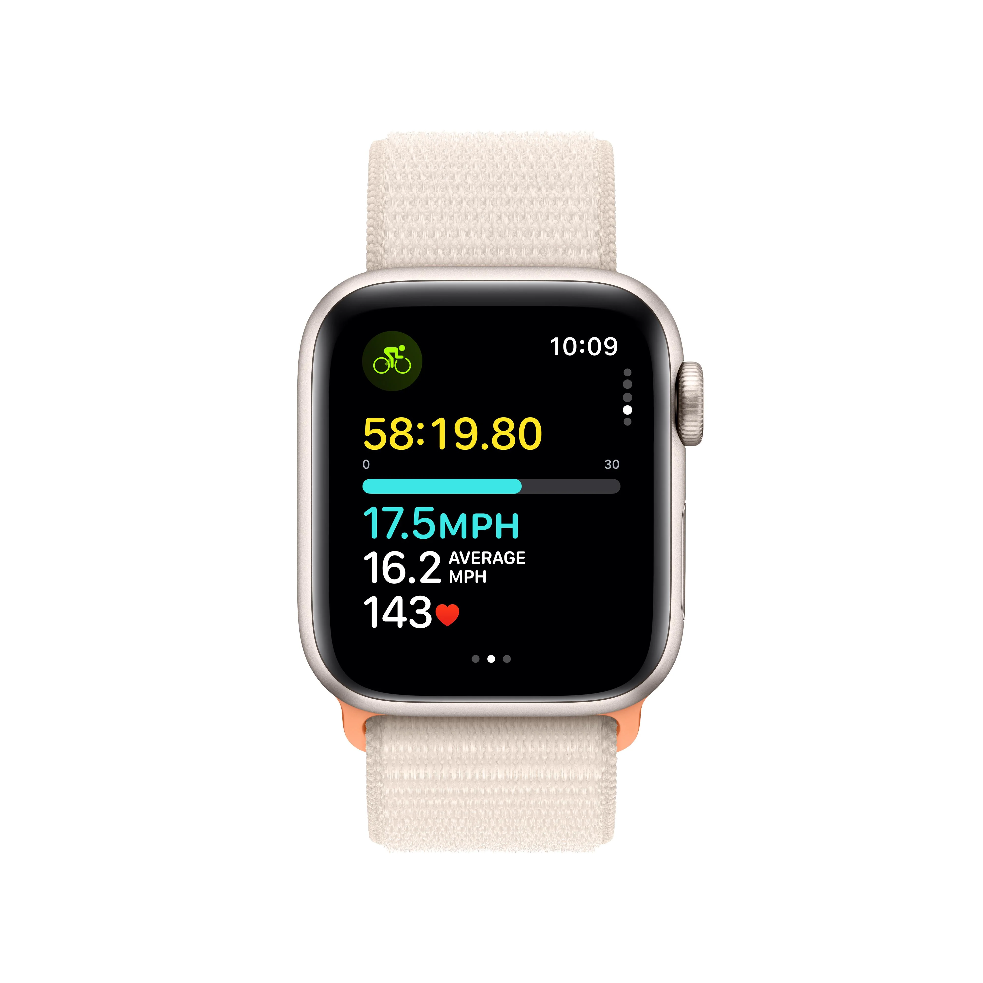 Apple Watch SE GPS + Cellular 40mm Starlight Aluminum Case with Starlight Sport Loop - Image 6