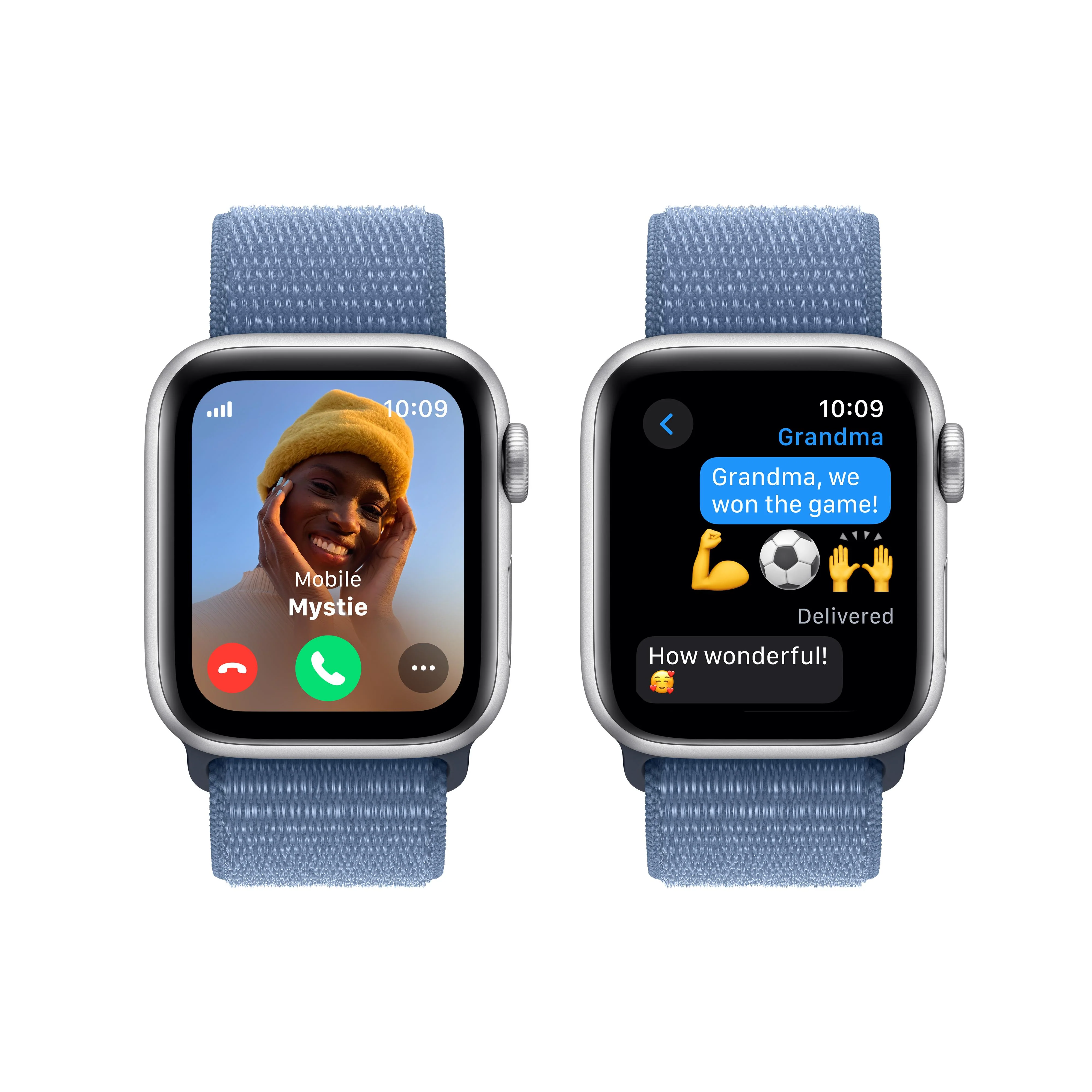 Apple Watch SE GPS + Cellular 40mm Silver Aluminum Case with Winter Blue Sport Loop - Image 4