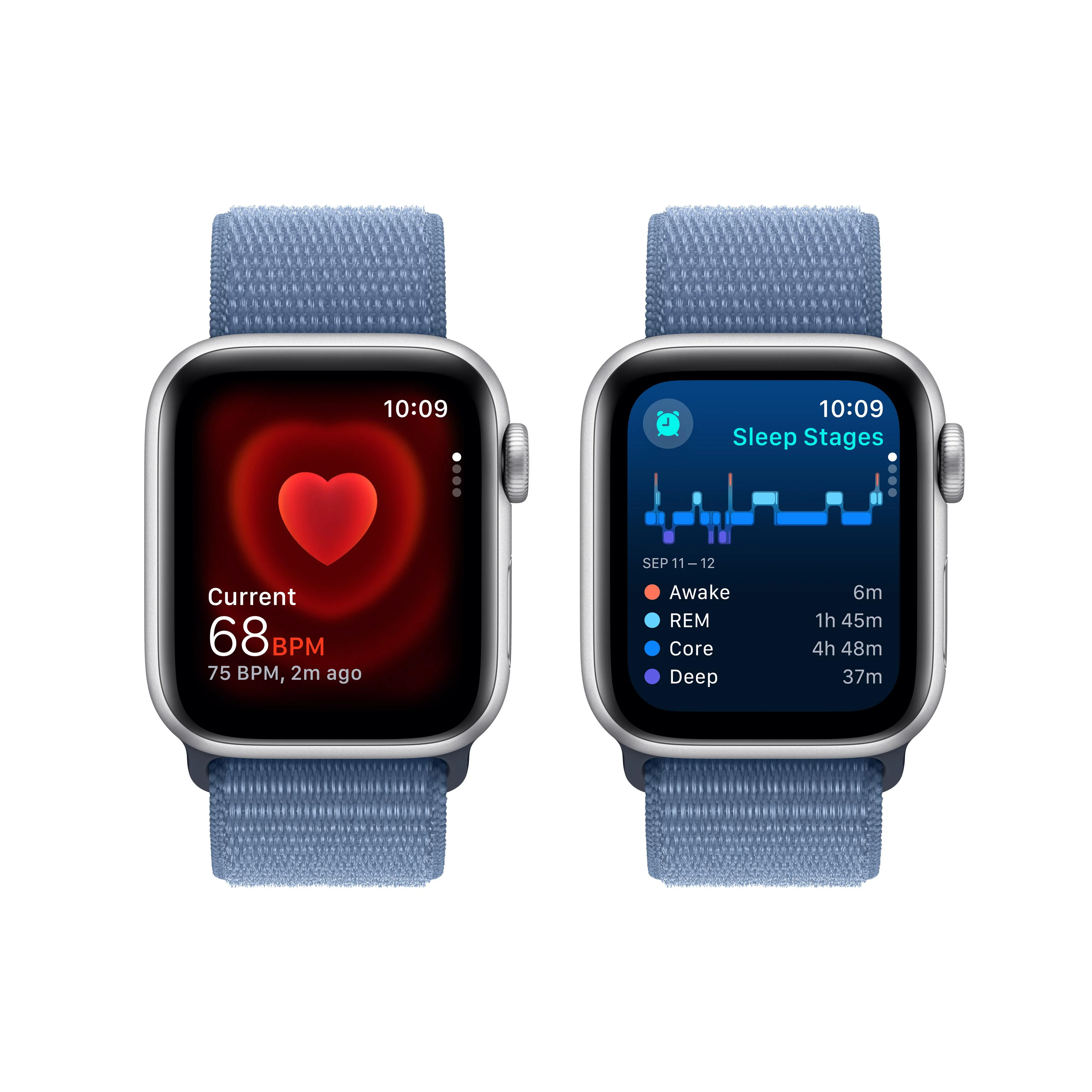 Apple Watch SE GPS + Cellular 40mm Silver Aluminum Case with Winter Blue Sport Loop - Image 5