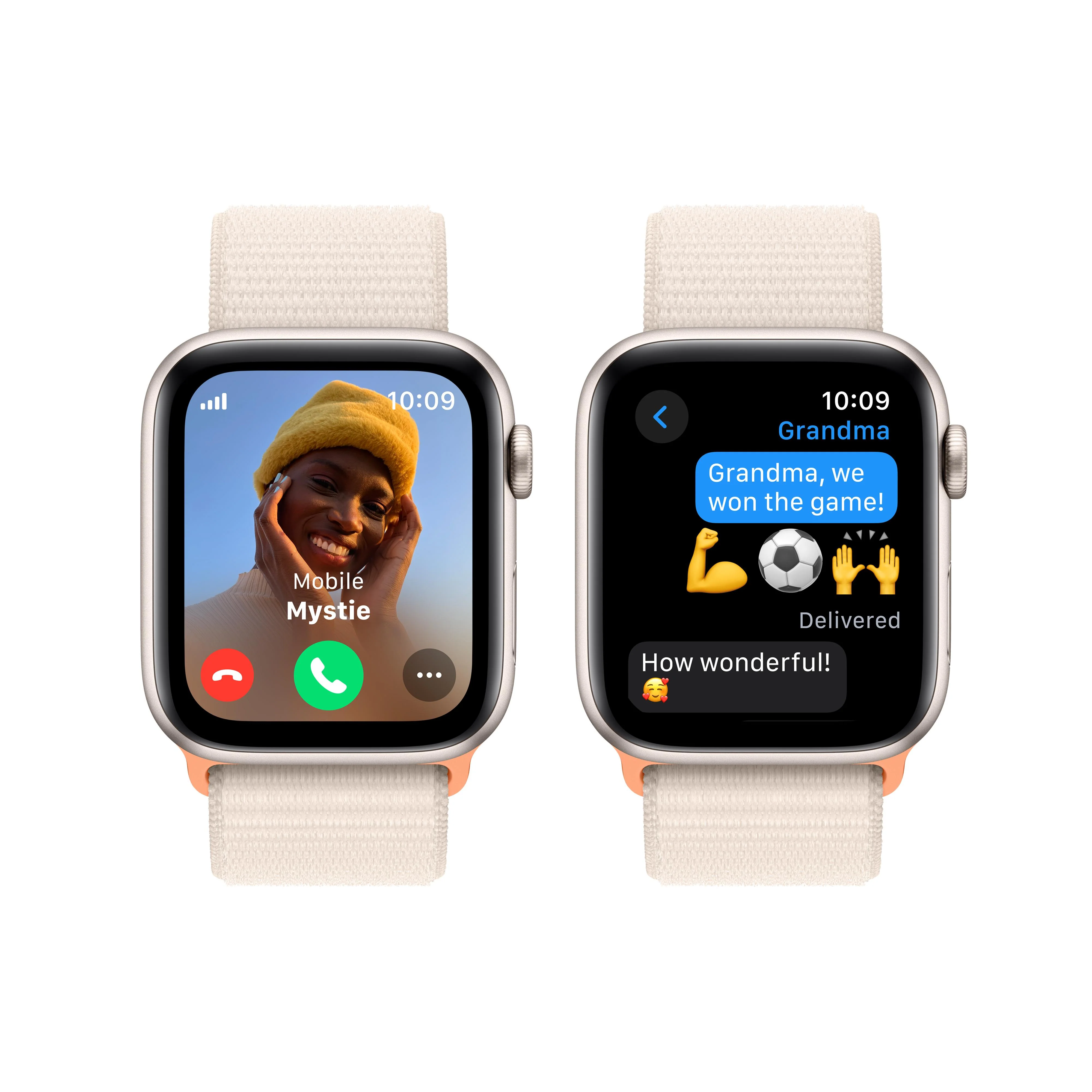 Apple Watch SE GPS + Cellular 44mm Starlight Aluminum Case with Starlight Sport Loop - Image 4