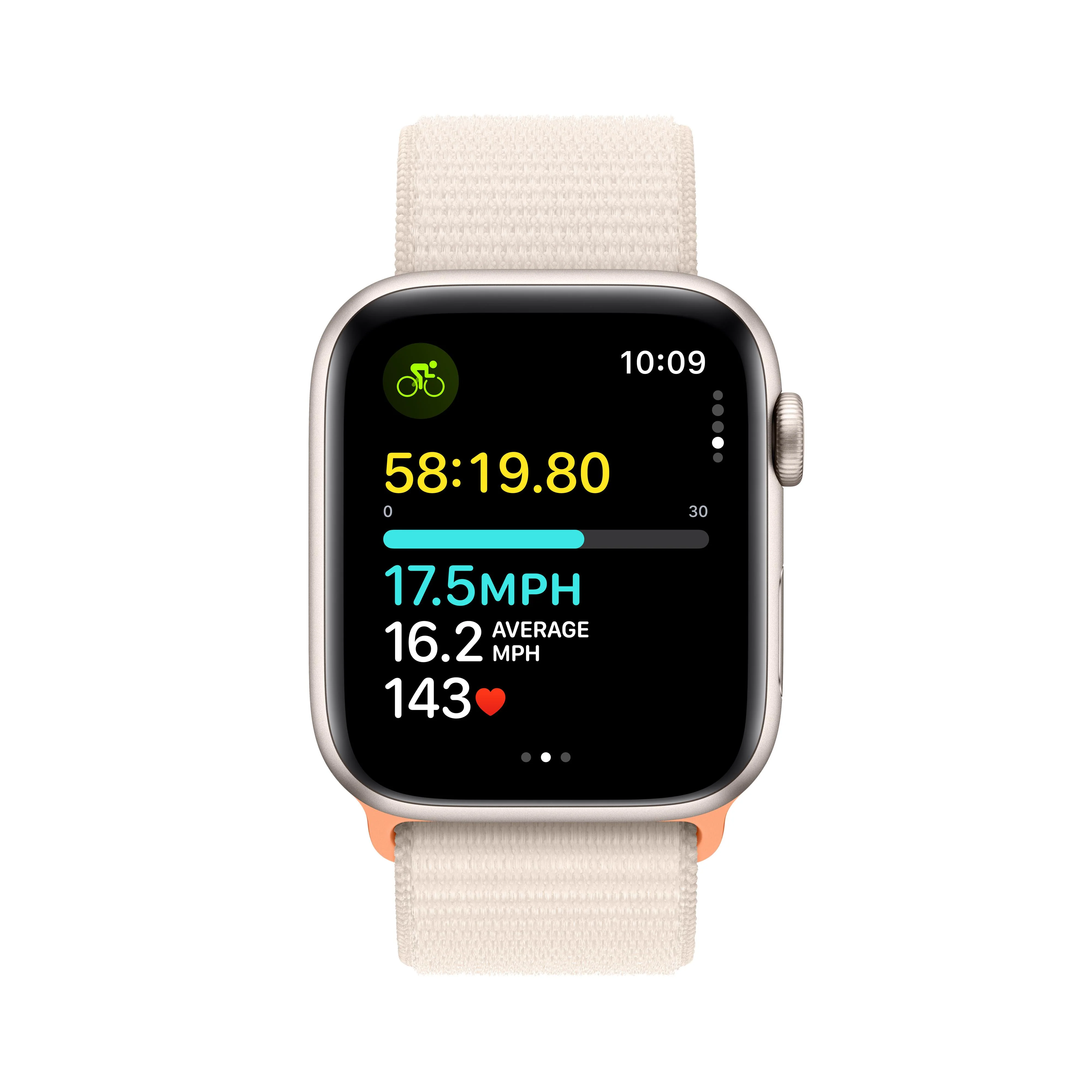 Apple Watch SE GPS + Cellular 44mm Starlight Aluminum Case with Starlight Sport Loop - Image 6
