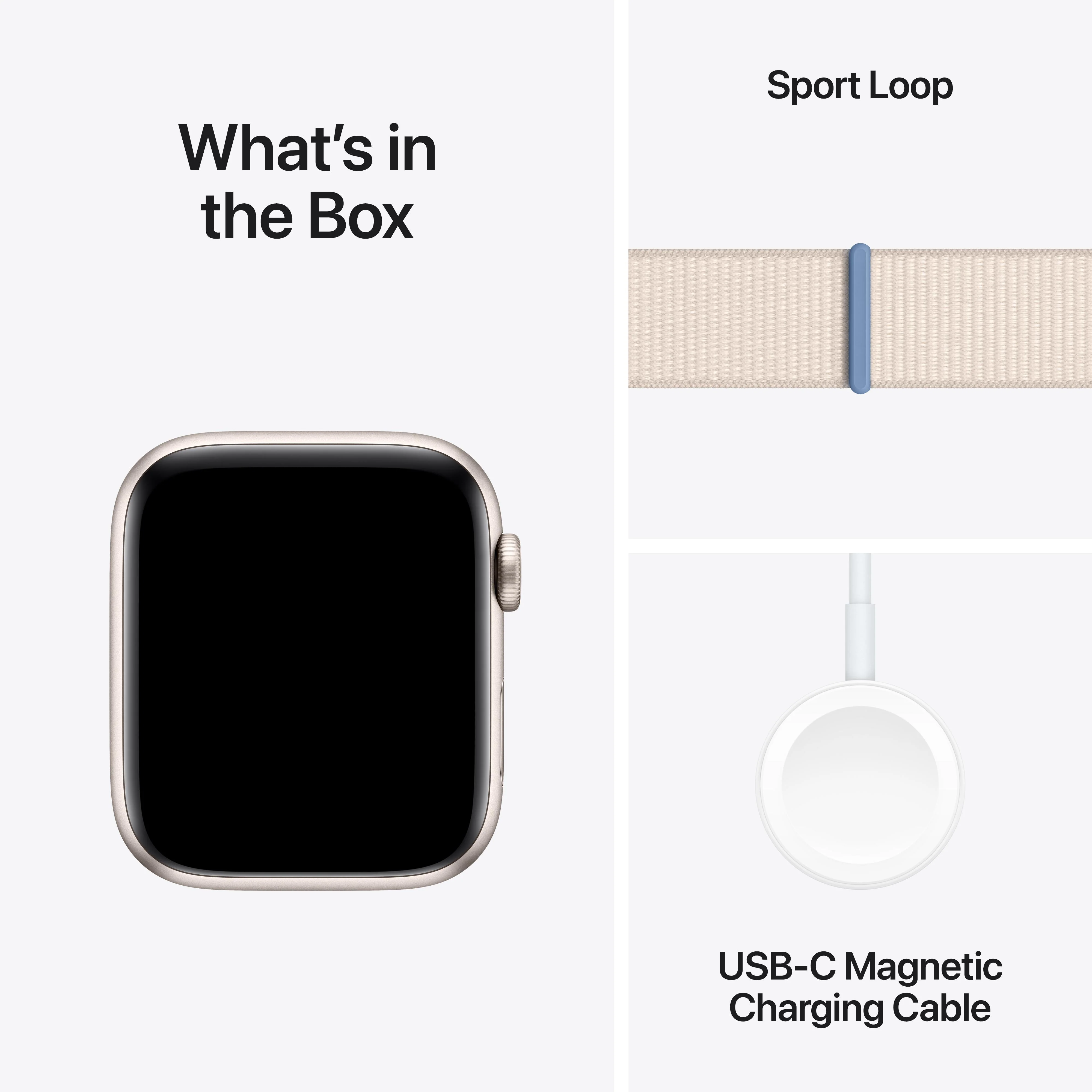 Apple Watch SE GPS + Cellular 44mm Starlight Aluminum Case with Starlight Sport Loop - Image 8