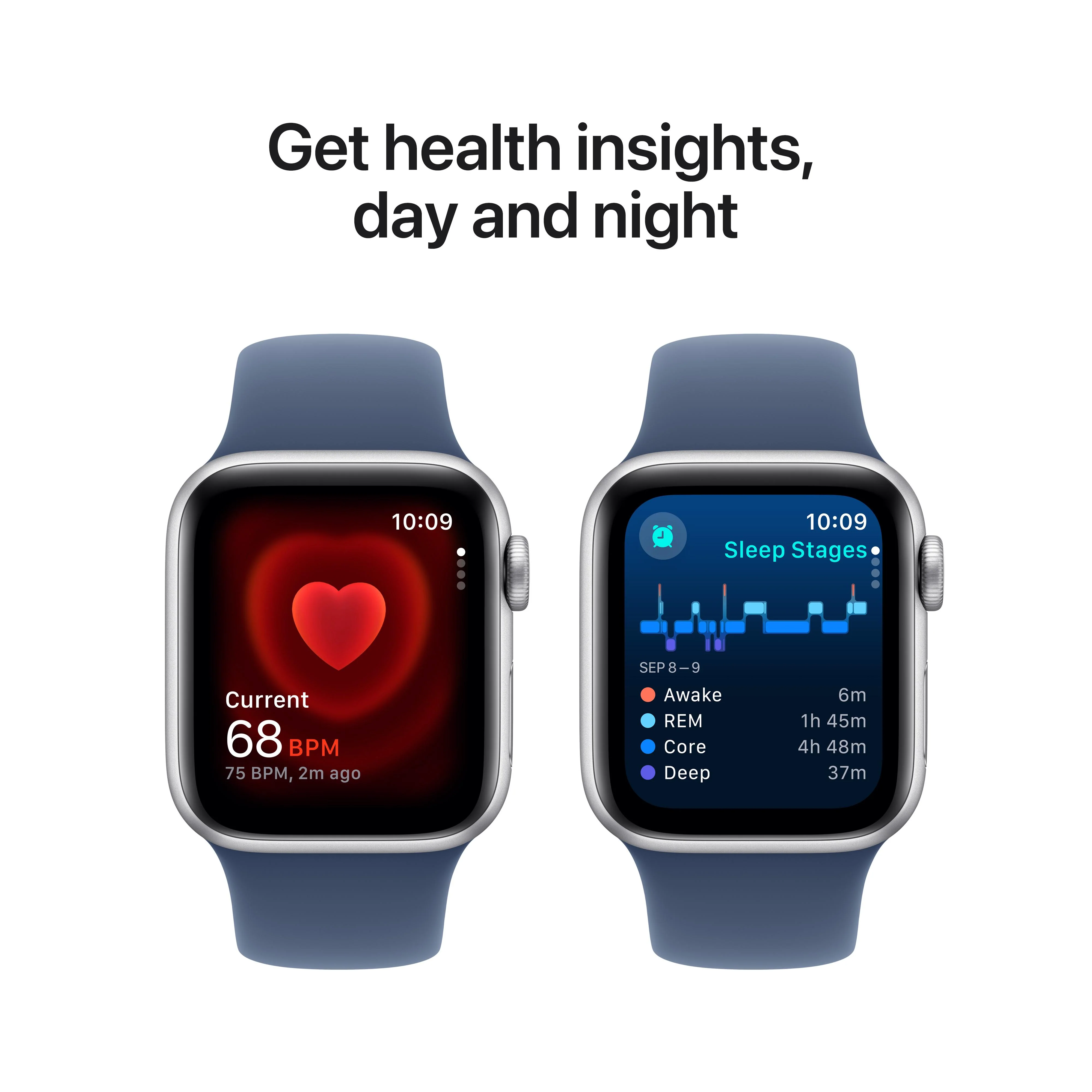 Apple Watch SE GPS 40mm Silver Aluminum Case with Denim Sport Band - S/M - Image 5