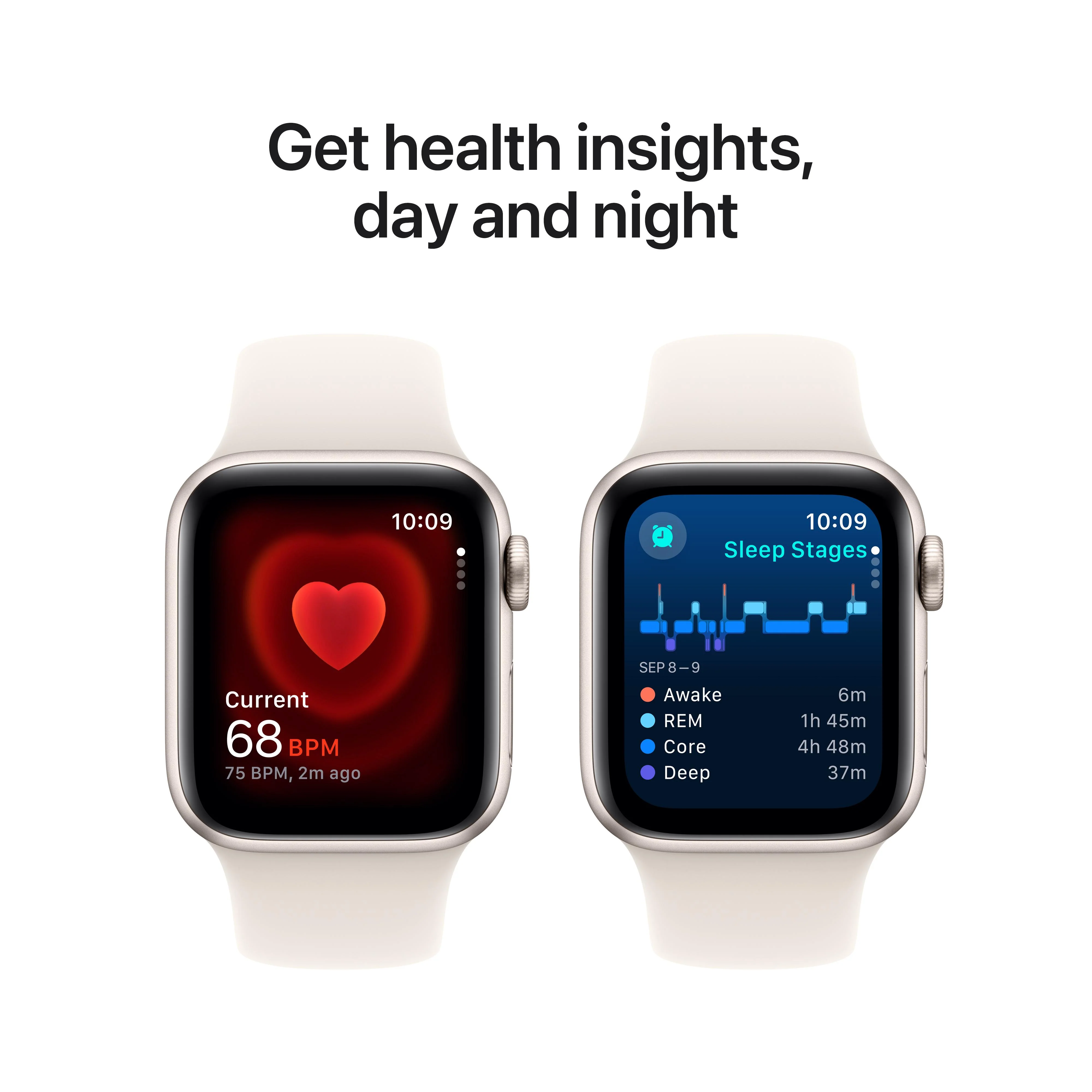 Apple Watch SE GPS 40mm Starlight Aluminum Case with Starlight Sport Band - S/M - Image 5