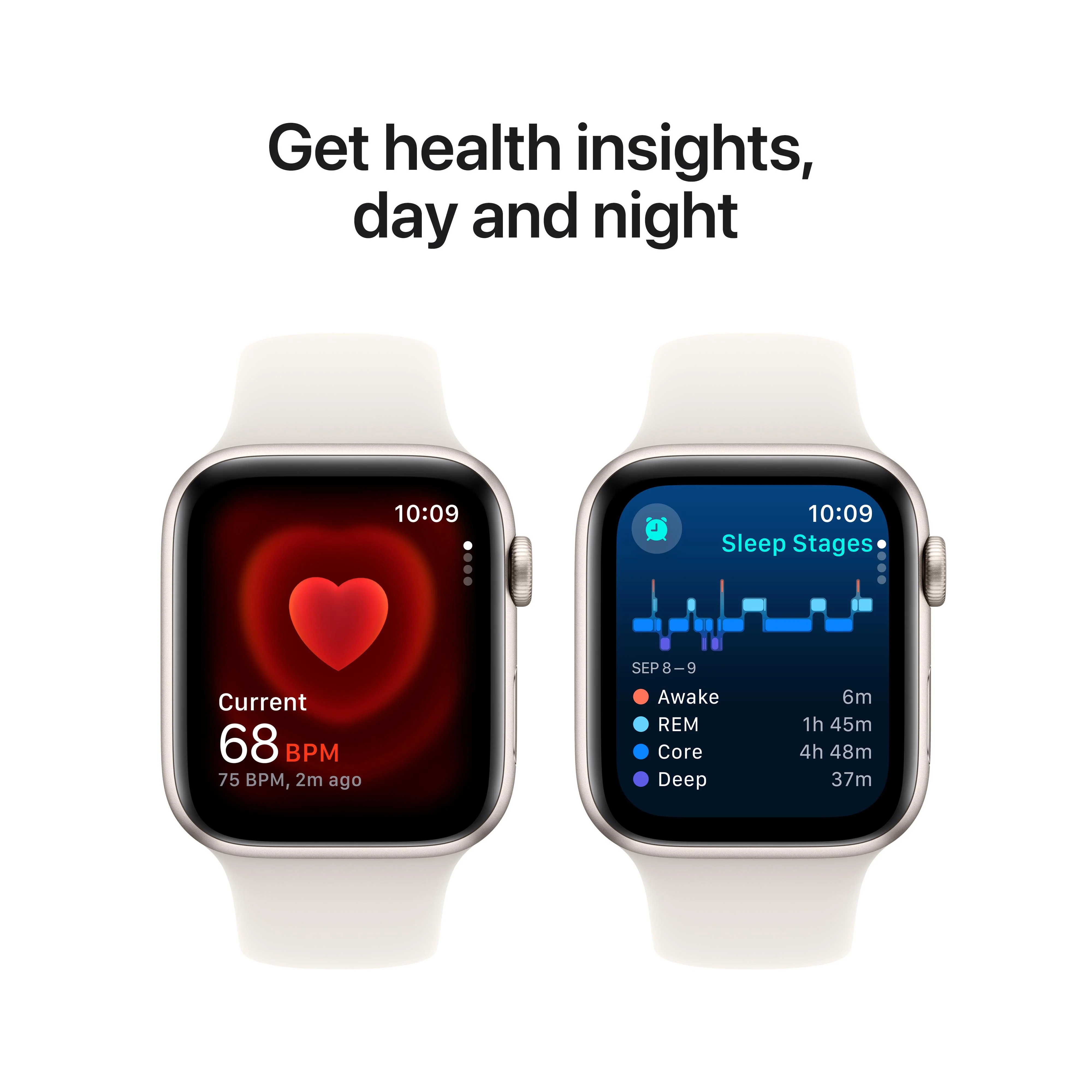 Apple Watch SE GPS 44mm Starlight Aluminum Case with Starlight Sport Band - S/M - Image 5