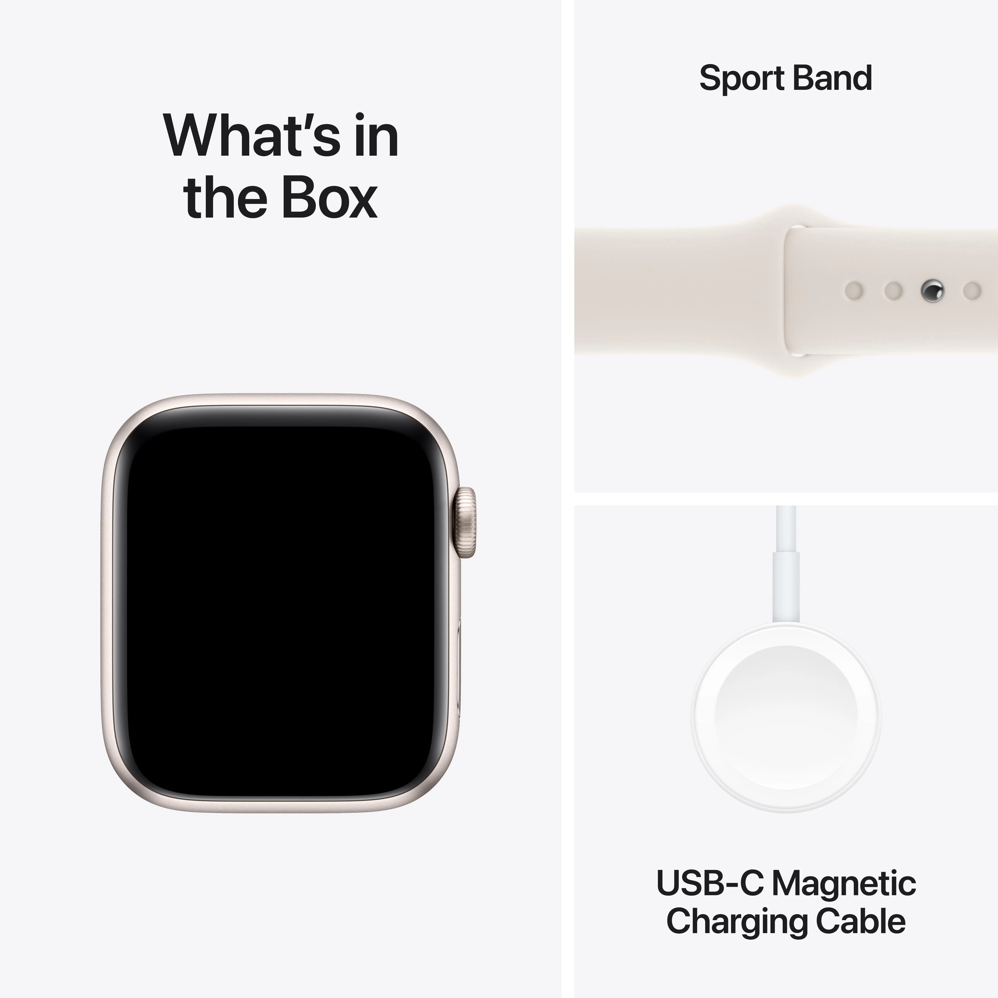 Apple Watch SE GPS 44mm Starlight Aluminum Case with Starlight Sport Band - S/M - Image 7