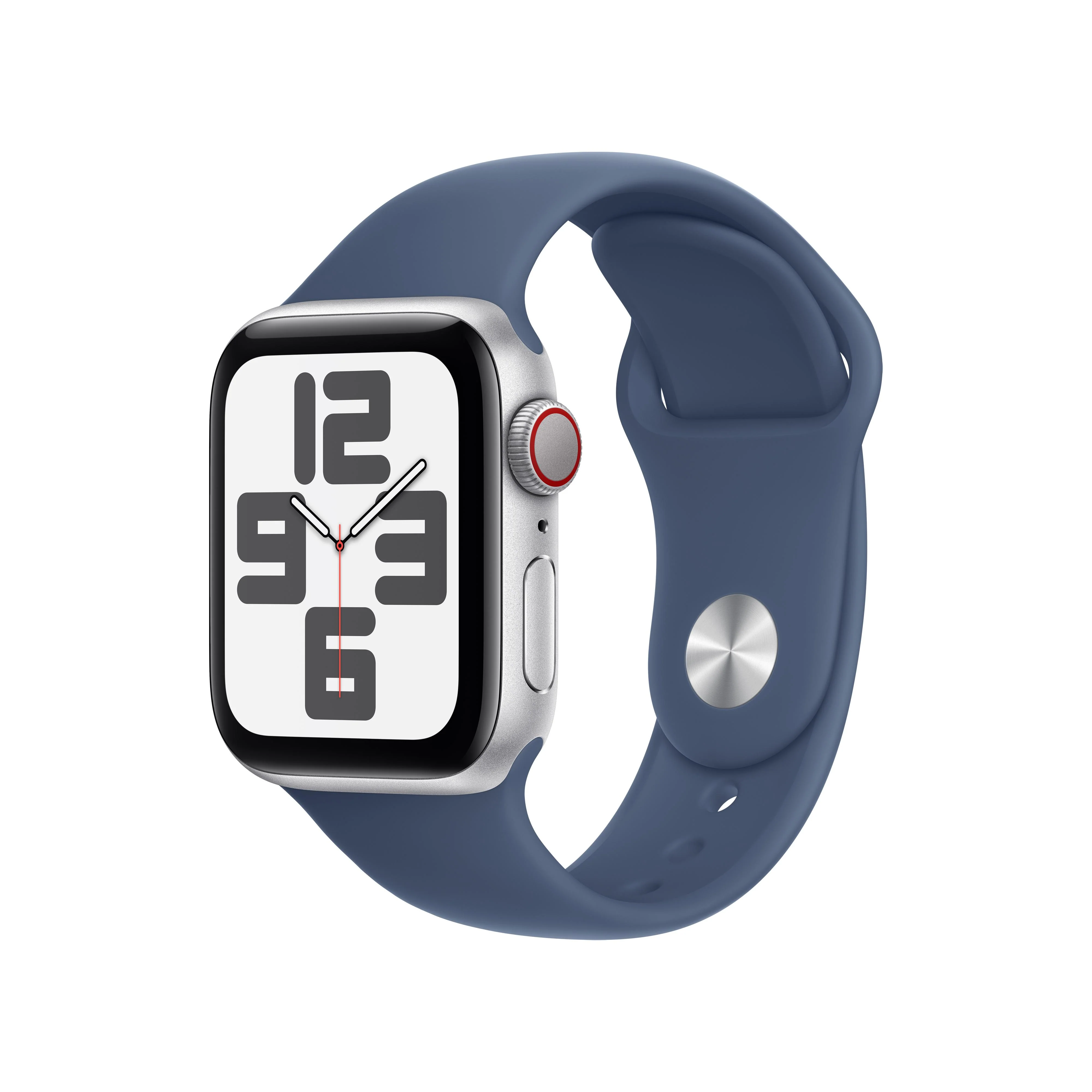 Apple Watch SE GPS + Cellular 40mm Silver Aluminum Case with Denim Sport Band - S/M