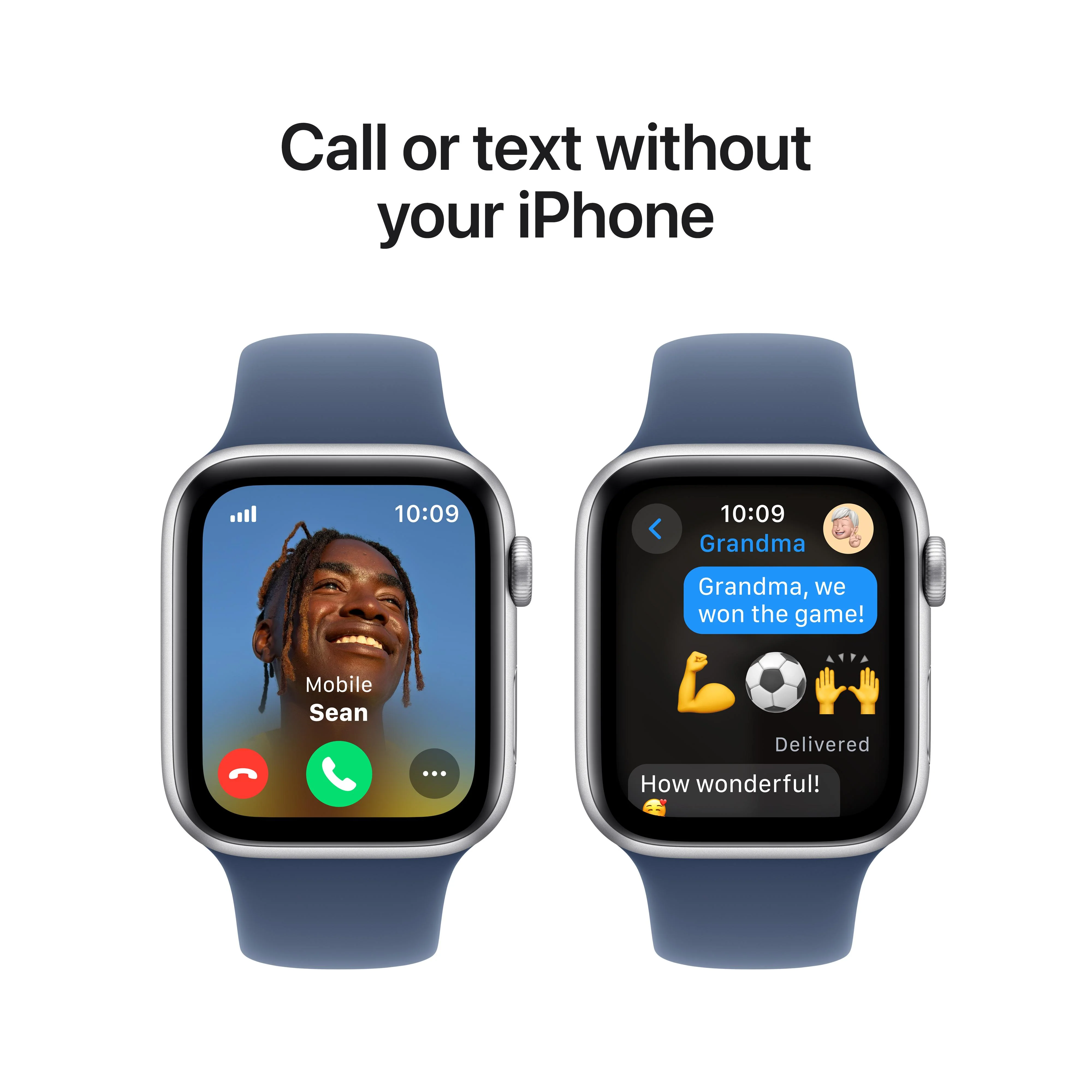 Apple Watch SE GPS + Cellular 44mm Silver Aluminum Case with Denim Sport Band - S/M - Image 4
