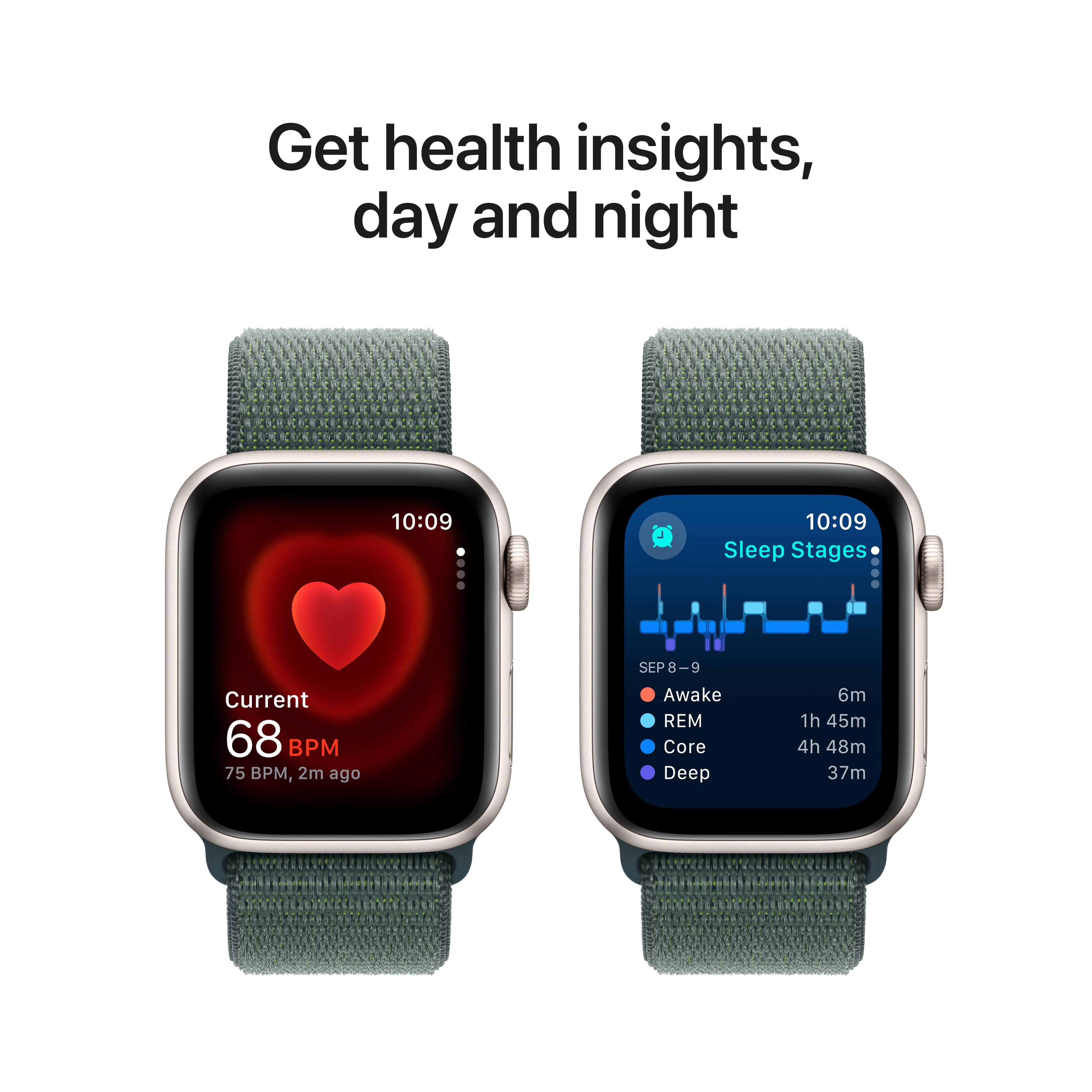 Apple Watch SE GPS 40mm Starlight Aluminum Case with Lake Green Sport Loop - Image 5