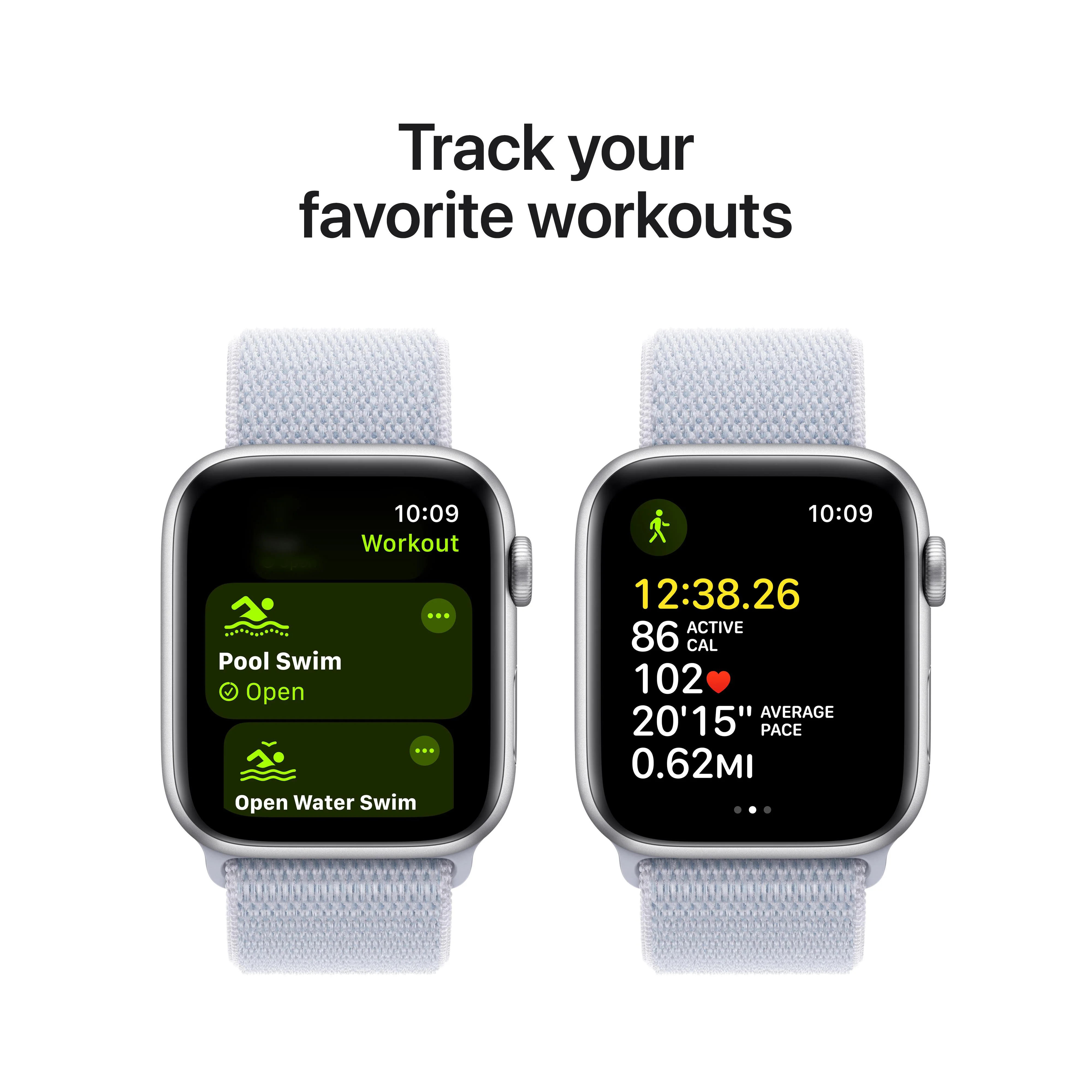 Apple Watch SE GPS 44mm Silver Aluminum Case with Blue Cloud Sport Loop - Image 6
