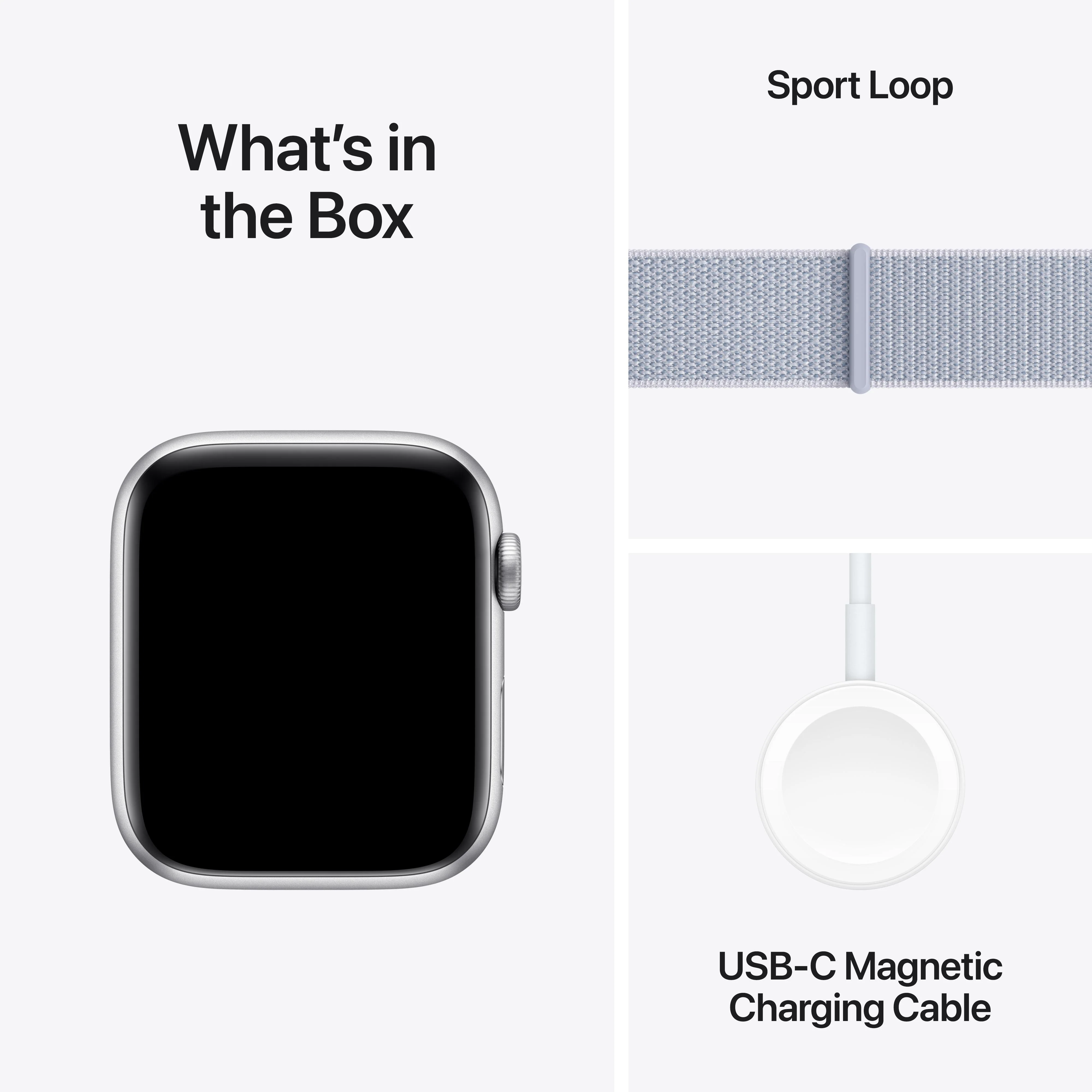 Apple Watch SE GPS 44mm Silver Aluminum Case with Blue Cloud Sport Loop - Image 7