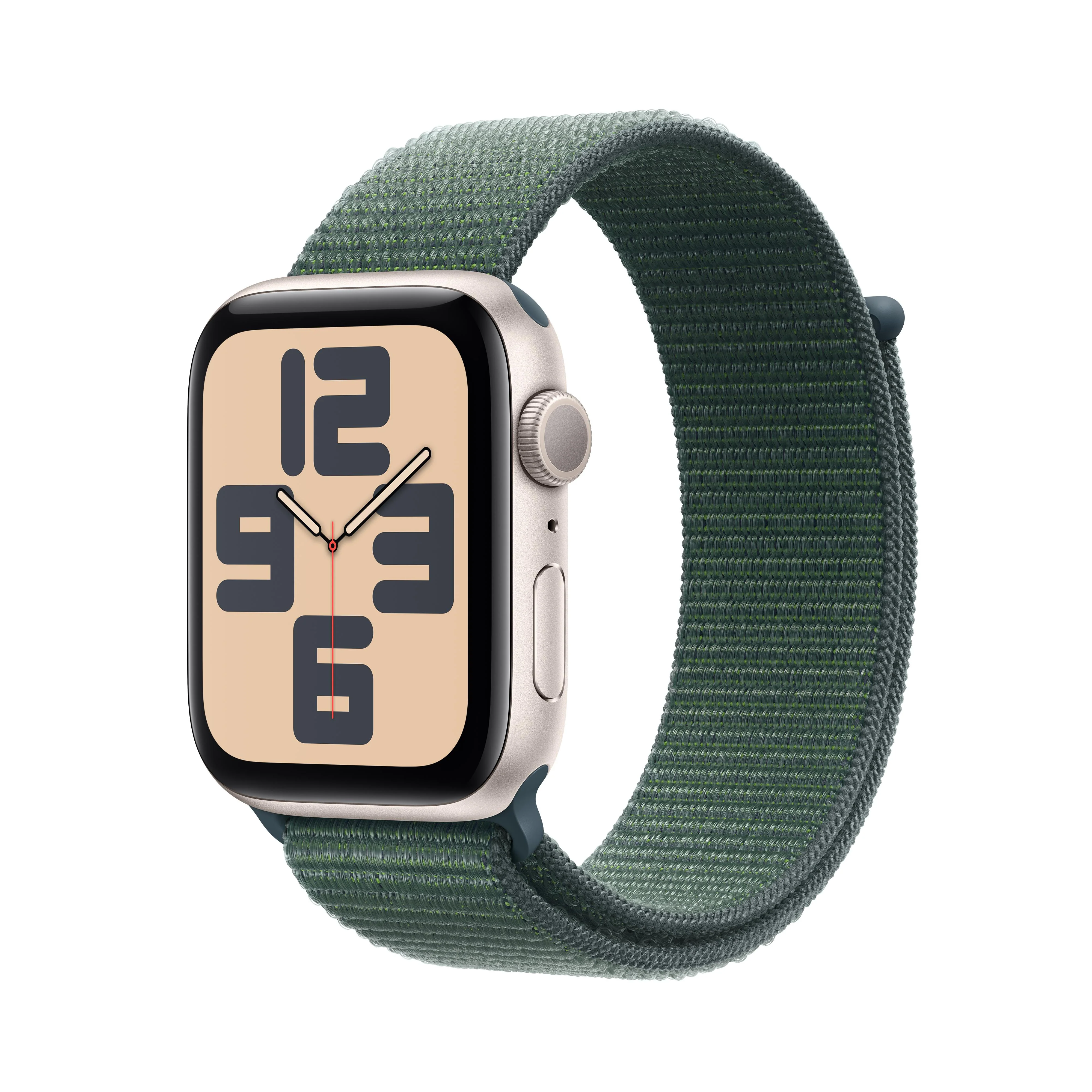 Apple Watch SE GPS 44mm Starlight Aluminum Case with Lake Green Sport Loop