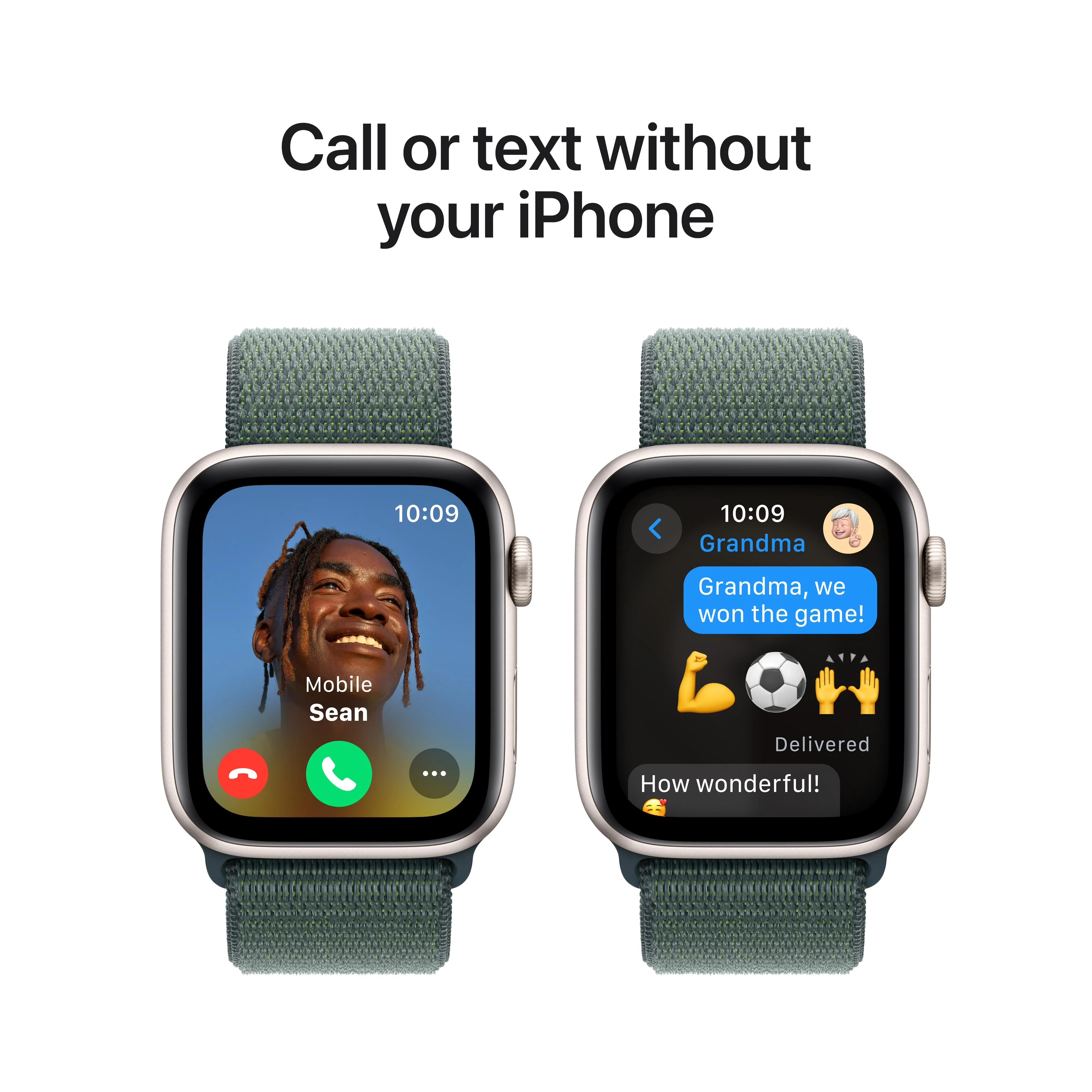 Apple Watch SE GPS 44mm Starlight Aluminum Case with Lake Green Sport Loop - Image 4