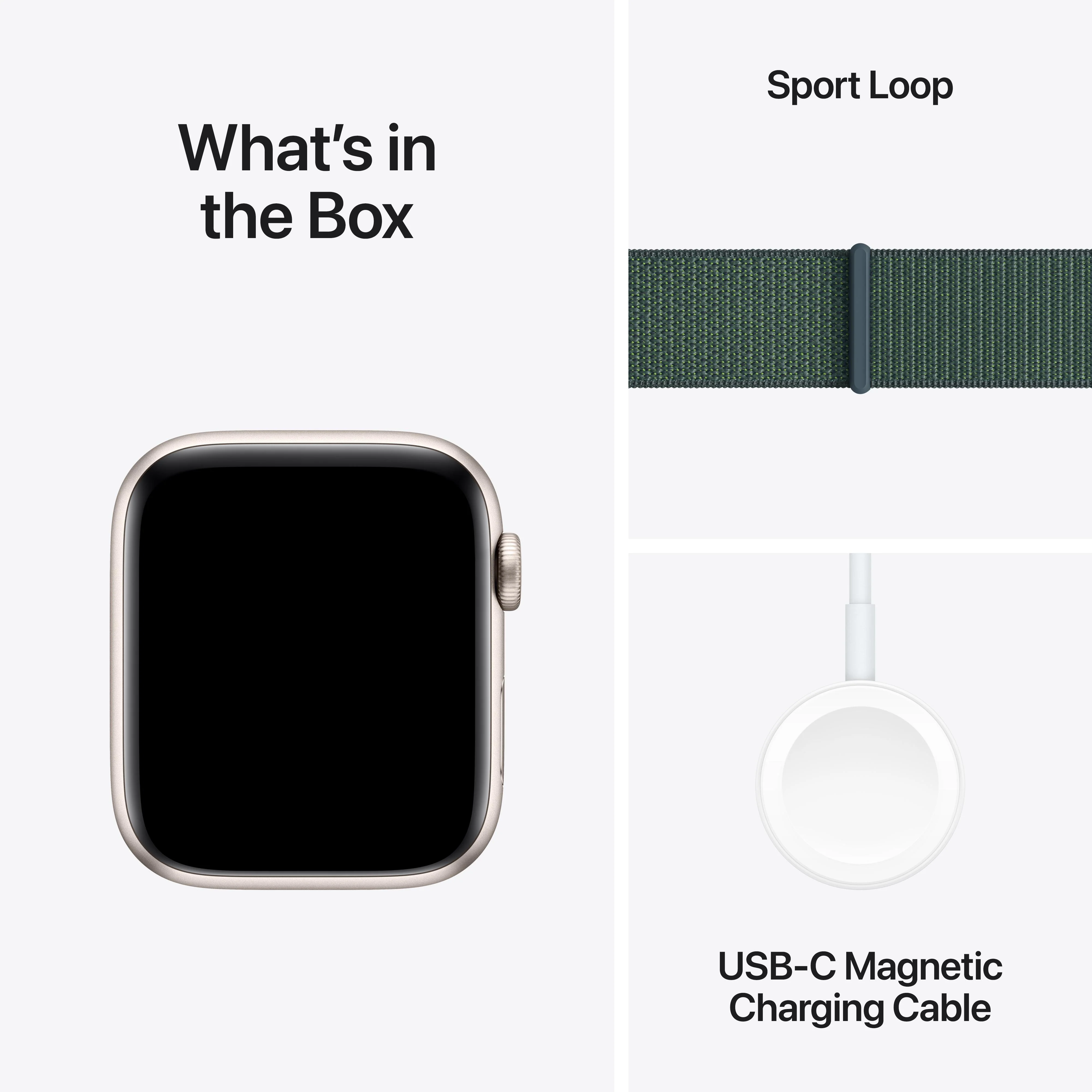 Apple Watch SE GPS 44mm Starlight Aluminum Case with Lake Green Sport Loop - Image 7