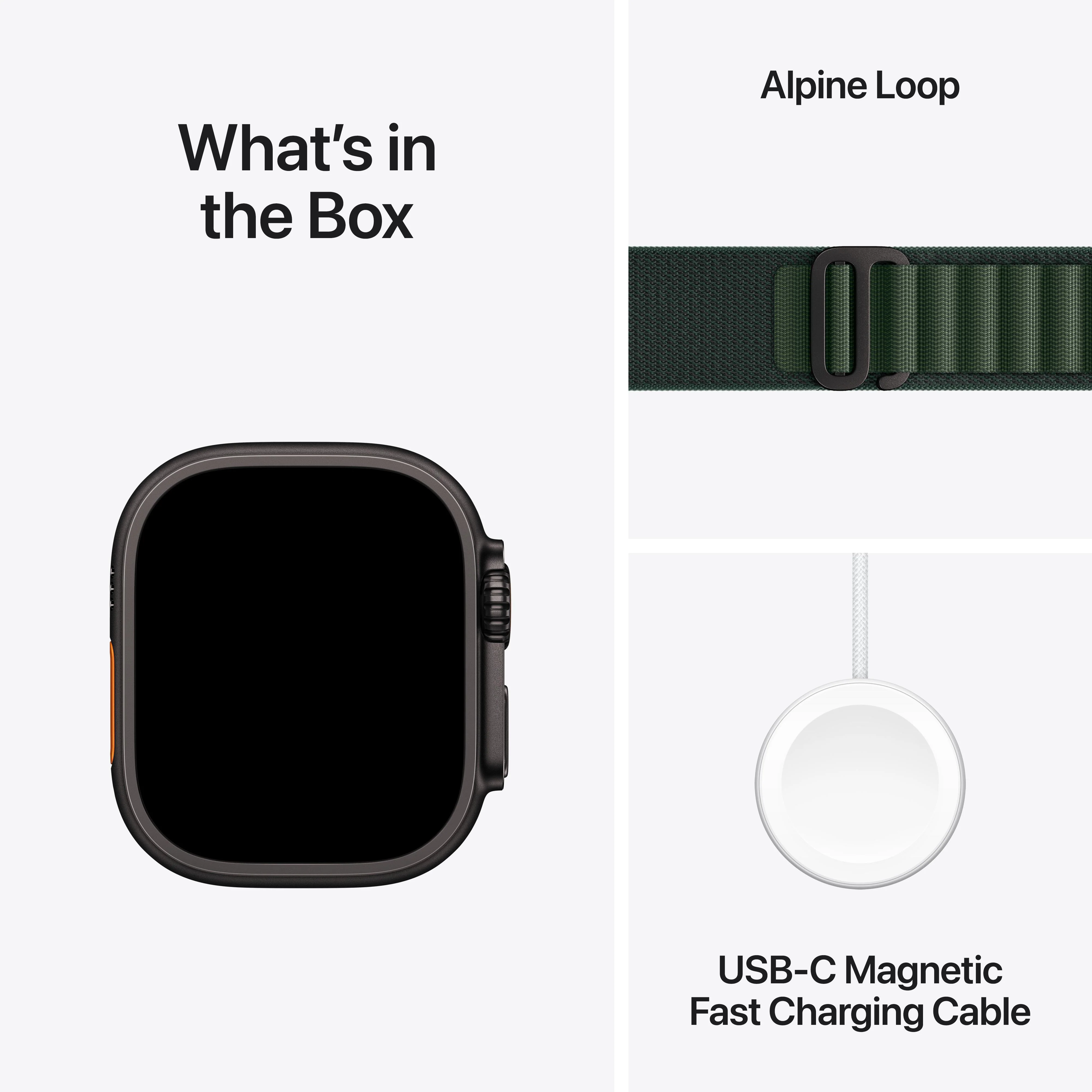 Apple Watch Ultra 2 GPS + Cellular 49mm Black Titanium Case with Dark Green Alpine Loop - Medium - Image 9