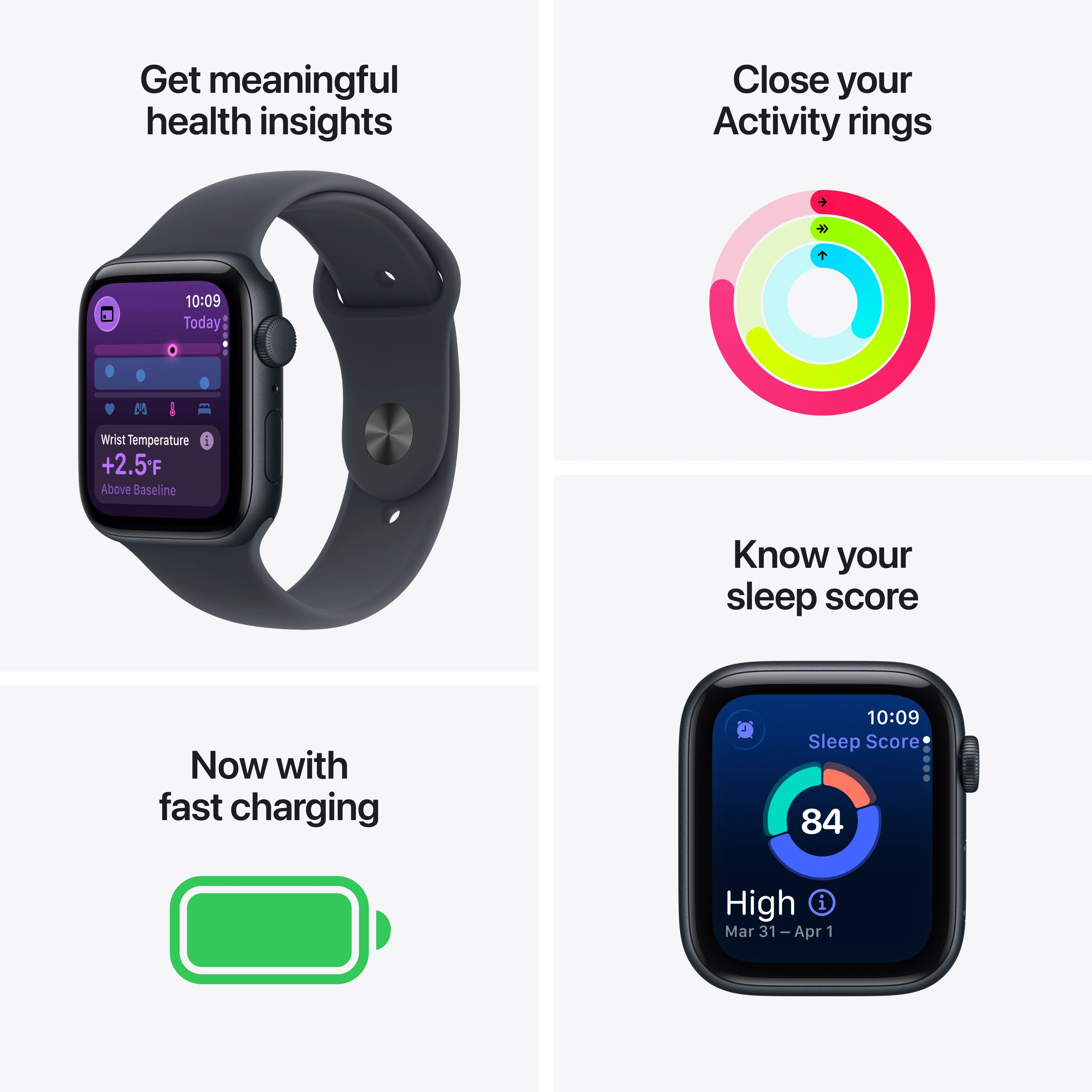 Apple Watch SE 3 GPS 44mm Midnight Aluminium Case with Midnight Sport Band - M/L - Image 3