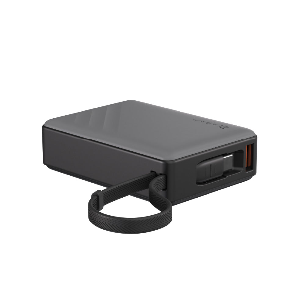 ADAM ELEMENTS GRAVITY 30w Fast Charging 10,000mAh Power Bank with Built-in USB-C Cable - Gray - Image 3