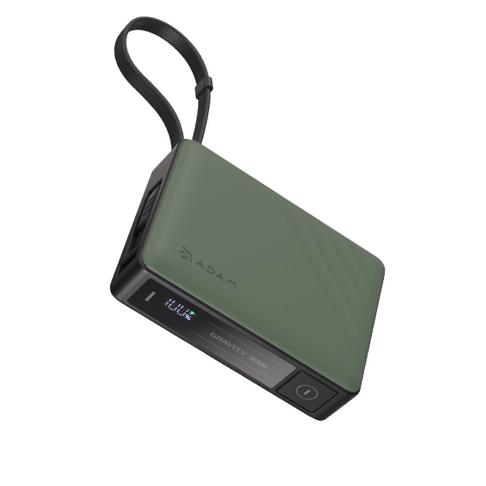 ADAM ELEMENTS GRAVITY 30w Fast Charging 10,000mAh Power Bank with Built-in USB-C Cable - Green - Image 4