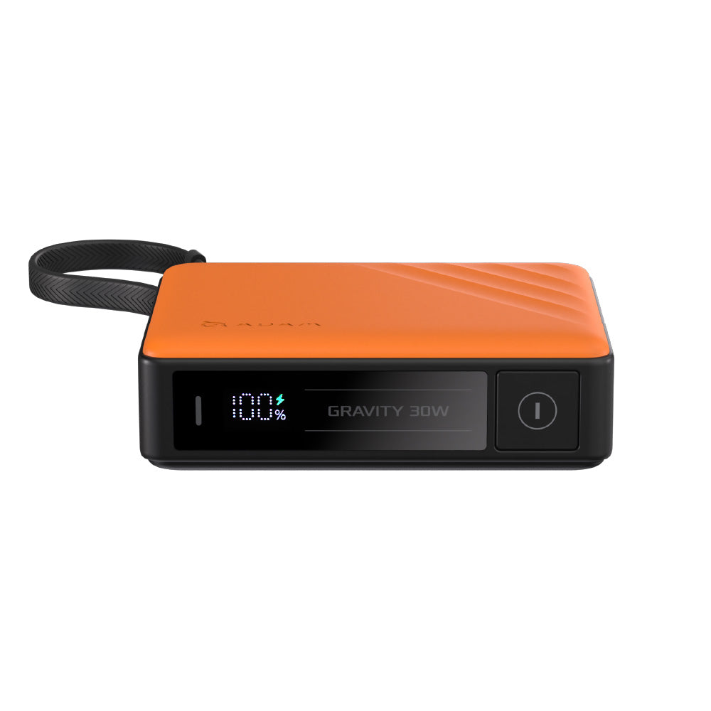ADAM ELEMENTS GRAVITY 30w Fast Charging 10,000mAh Power Bank with Built-in USB-C Cable - Orange - Image 2