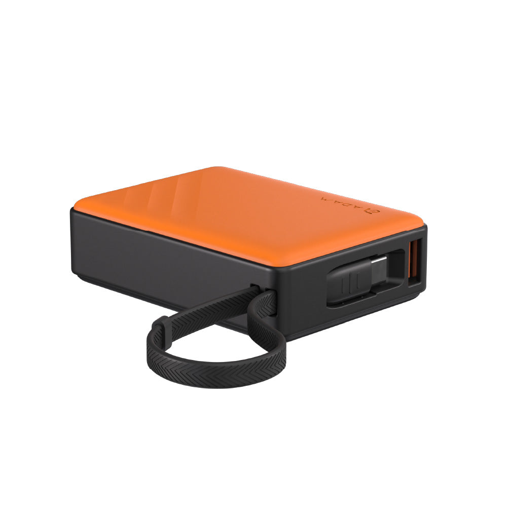 ADAM ELEMENTS GRAVITY 30w Fast Charging 10,000mAh Power Bank with Built-in USB-C Cable - Orange - Image 3