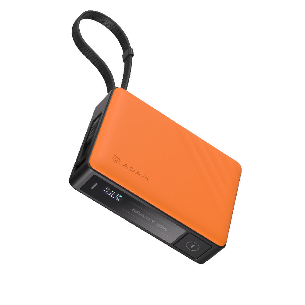 ADAM ELEMENTS GRAVITY 30w Fast Charging 10,000mAh Power Bank with Built-in USB-C Cable - Orange - Image 4