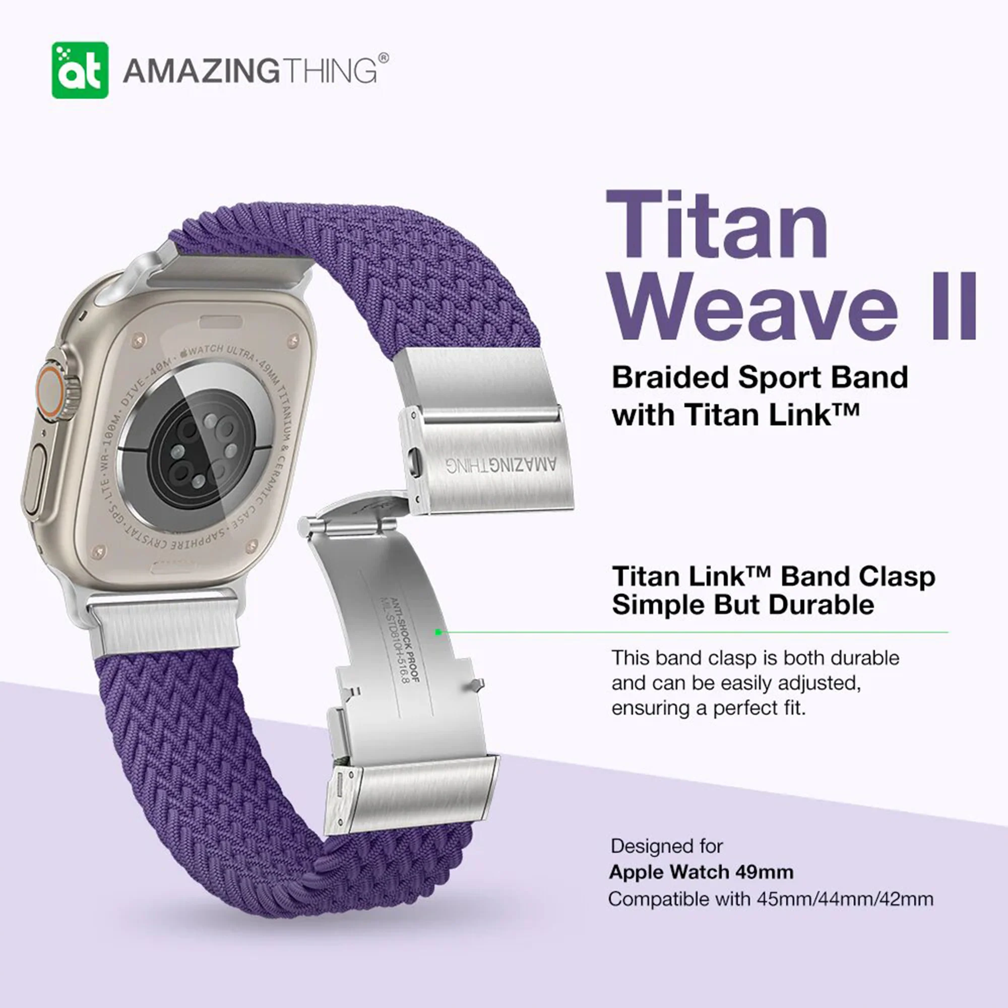 AMAZINGTHING Titan Weave II Watch Strap for Apple Watch 38/40/41mm - Purple - Image 2
