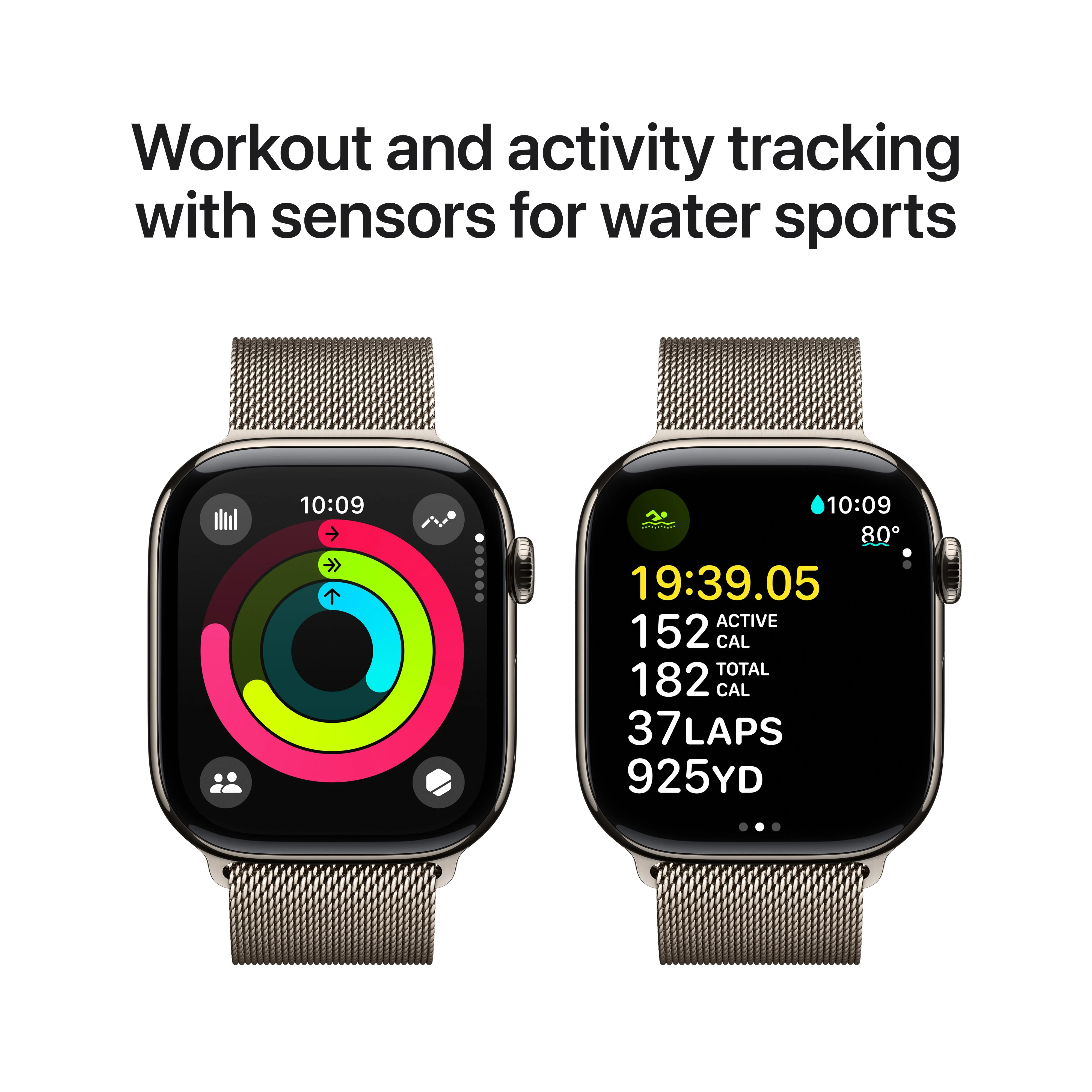 Apple Watch Series 10 GPS + Cellular 46mm Natural Titanium Case with Natural Milanese Loop - S/M - Image 4