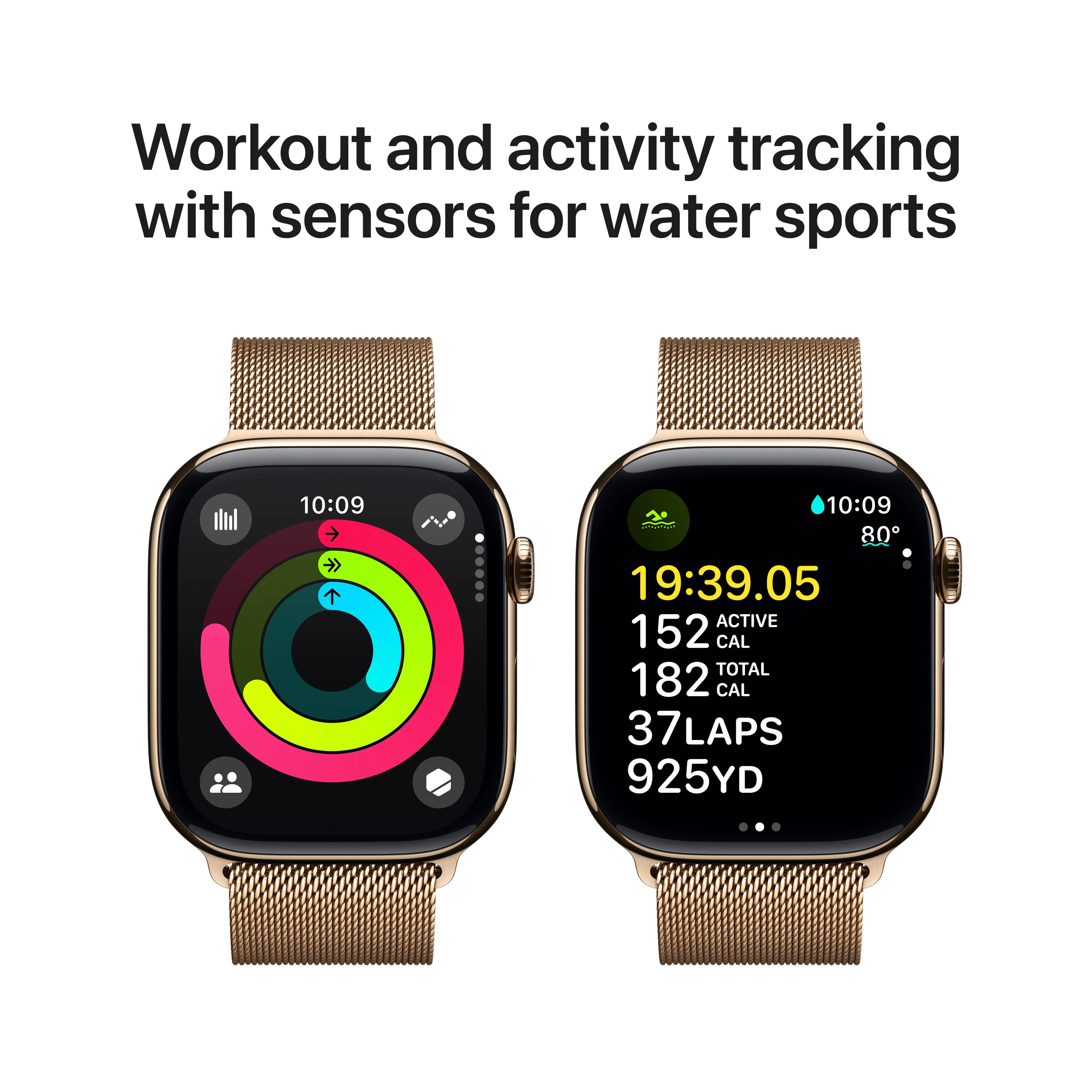 Apple Watch Series 10 GPS + Cellular 46mm Gold Titanium Case with Gold Milanese Loop - M/L - Image 4