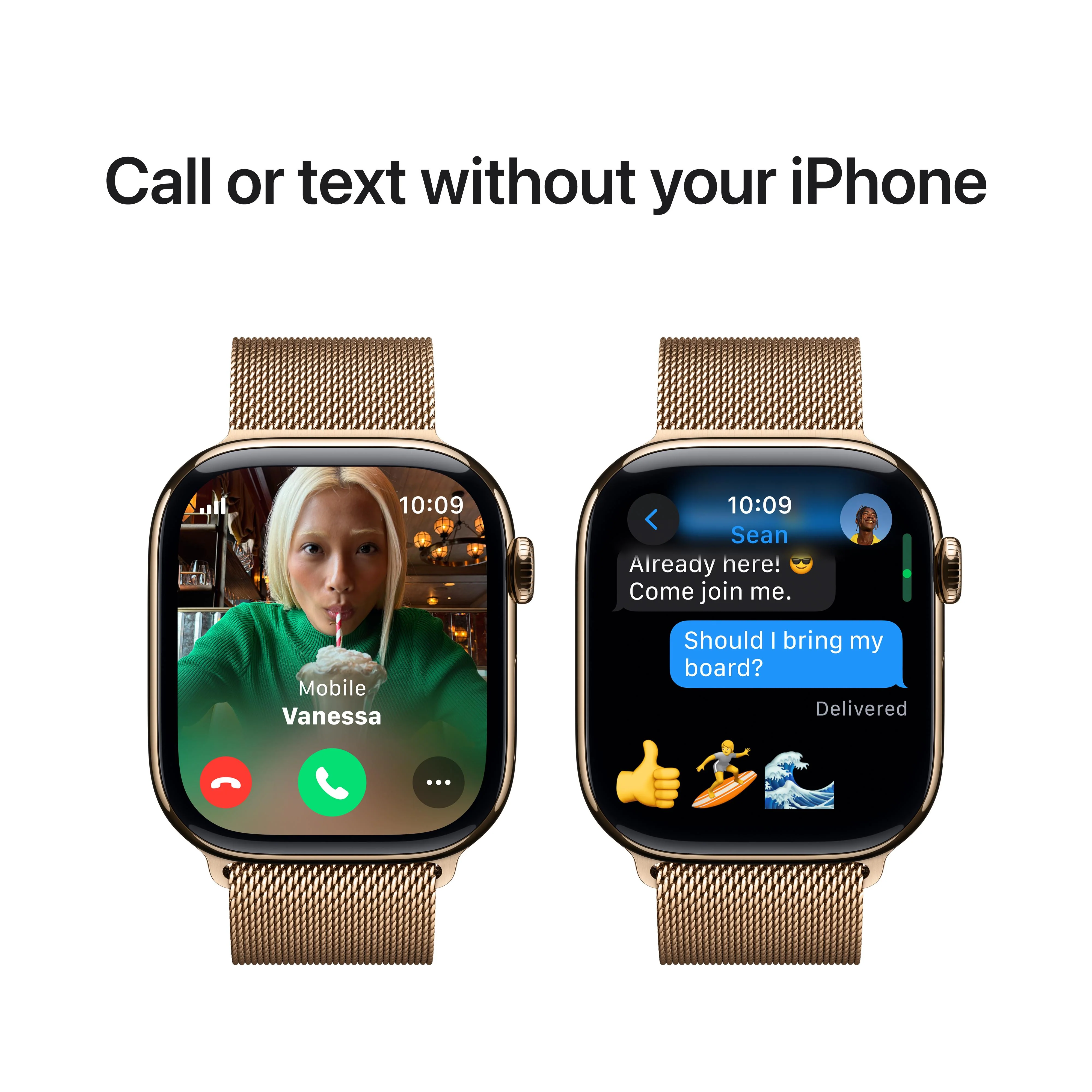 Apple Watch Series 10 GPS + Cellular 46mm Gold Titanium Case with Gold Milanese Loop - M/L - Image 7
