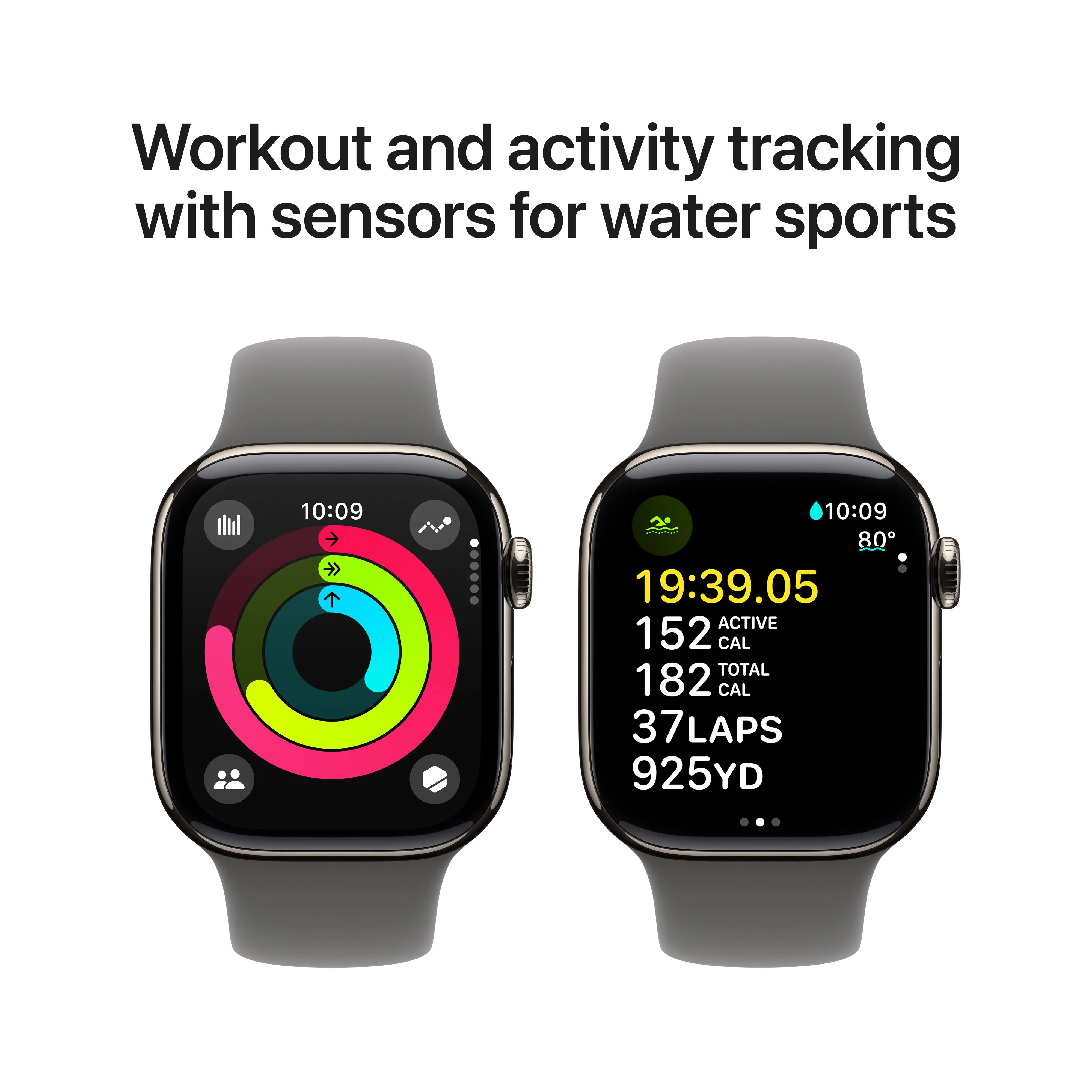 Apple Watch Series 10 GPS + Cellular 42mm Natural Titanium Case with Stone Grey Sport Band - M/L - Image 4