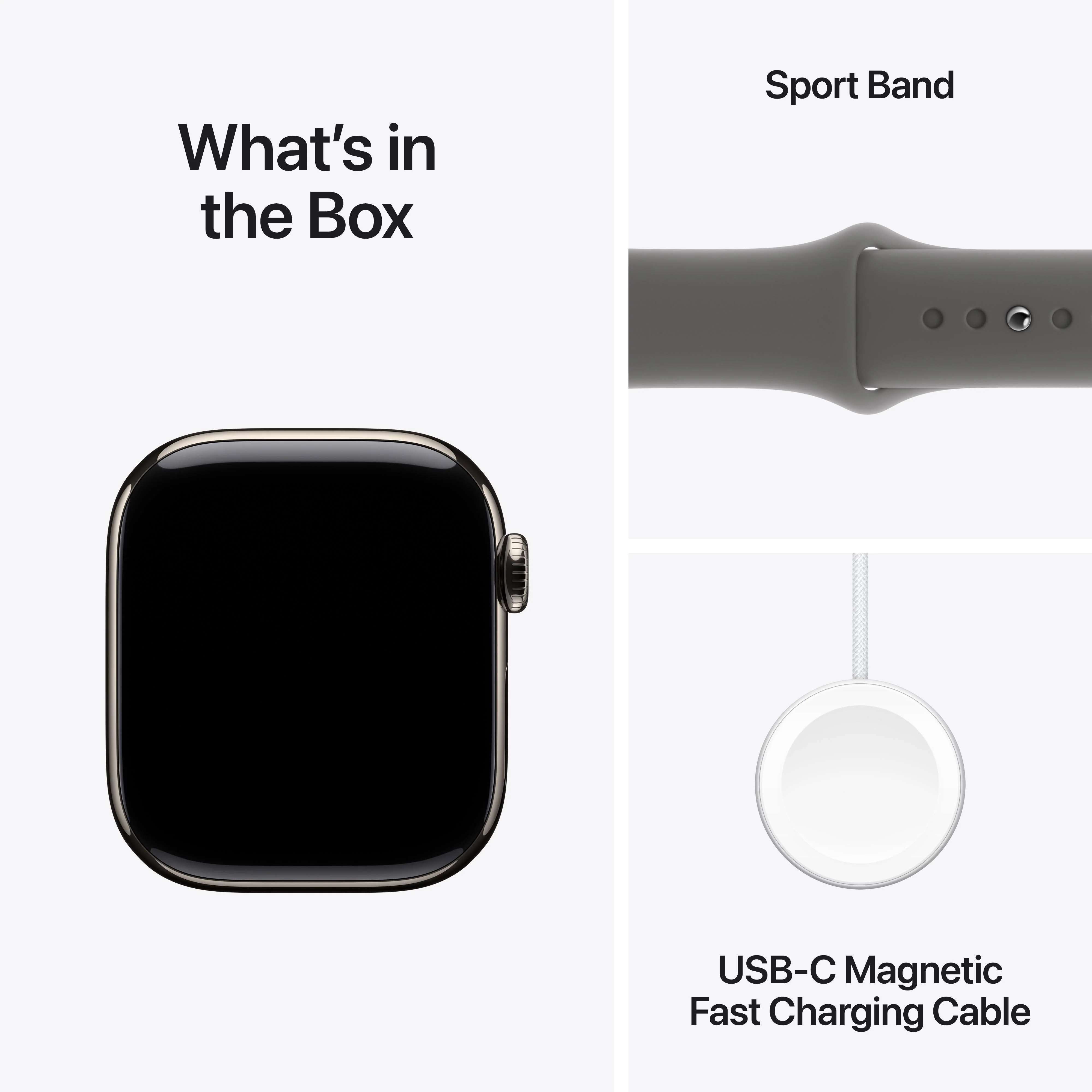 Apple Watch Series 10 GPS + Cellular 42mm Natural Titanium Case with Stone Grey Sport Band - M/L - Image 9