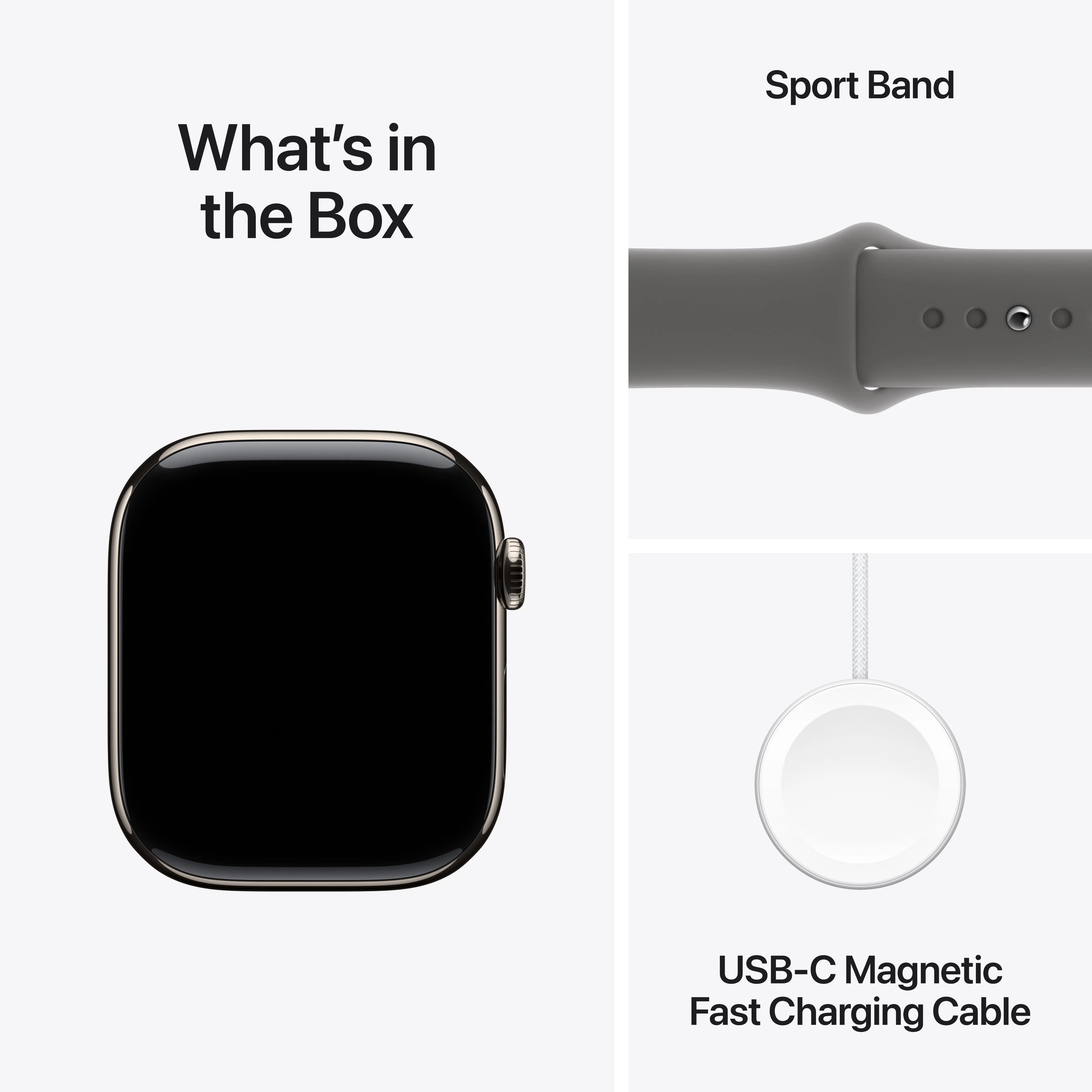 Apple Watch Series 10 GPS + Cellular 46mm Natural Titanium Case with Stone Grey Sport Band - M/L - Image 9
