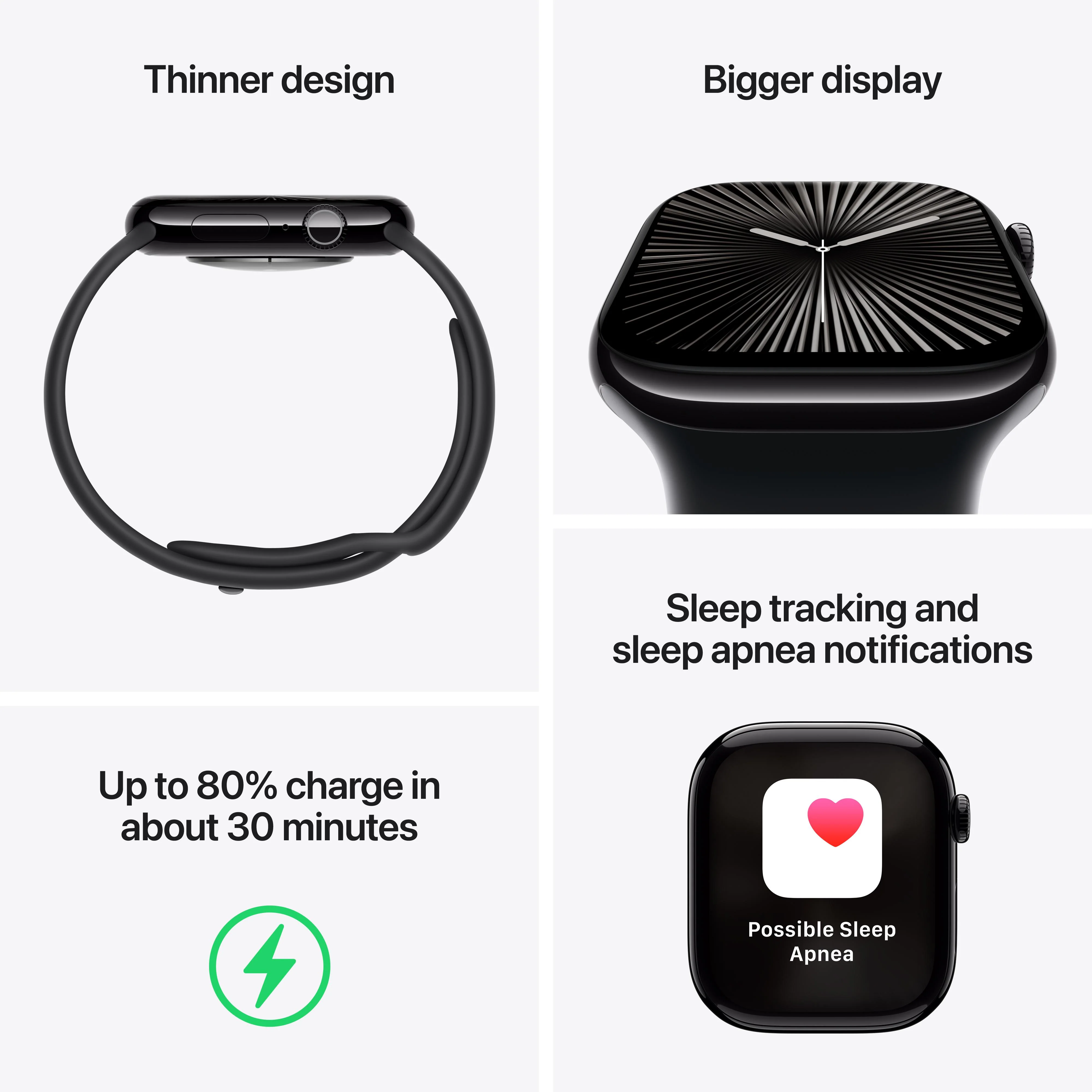 Apple Watch Series 10 GPS + Cellular 46mm Slate Titanium Case with Black Sport Band - S/M - Image 3